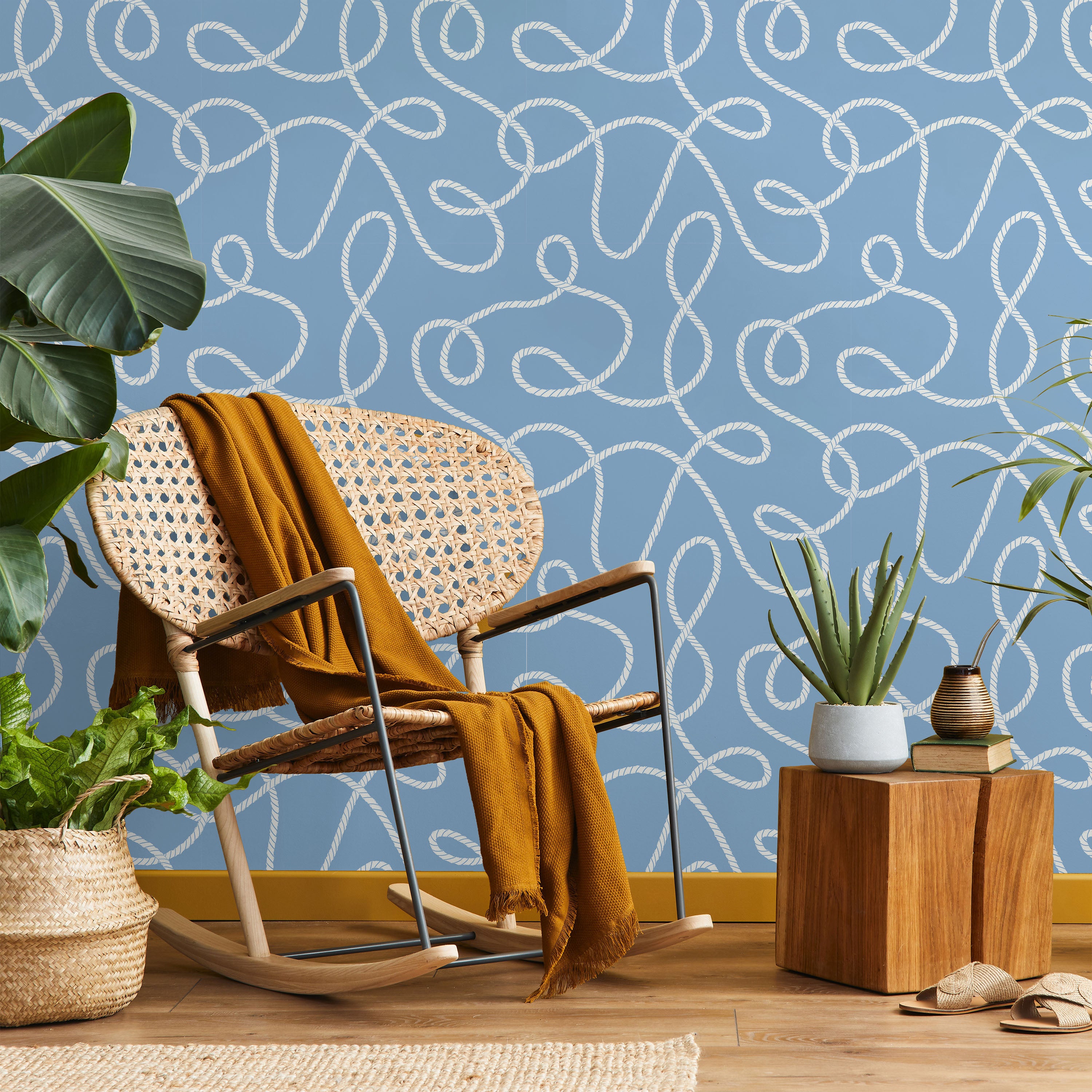 Twist and Tangle Peel and Stick Wallpaper, Removable Wallpaper, Traditional Wallpaper - Pale Blue | DeccoPrint