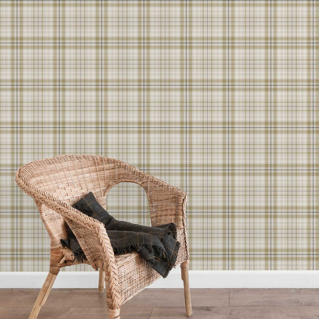 Taupe Plaid Wallpaper - DeccoPrint