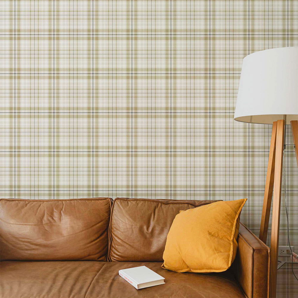 Taupe Plaid Wallpaper - DeccoPrint