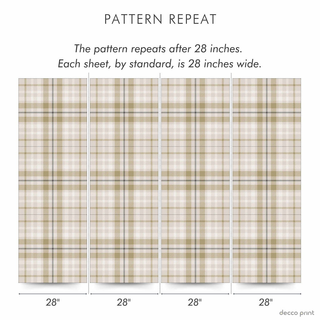 Taupe Plaid Wallpaper - DeccoPrint