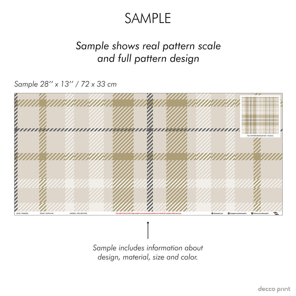 Taupe Plaid Wallpaper - DeccoPrint