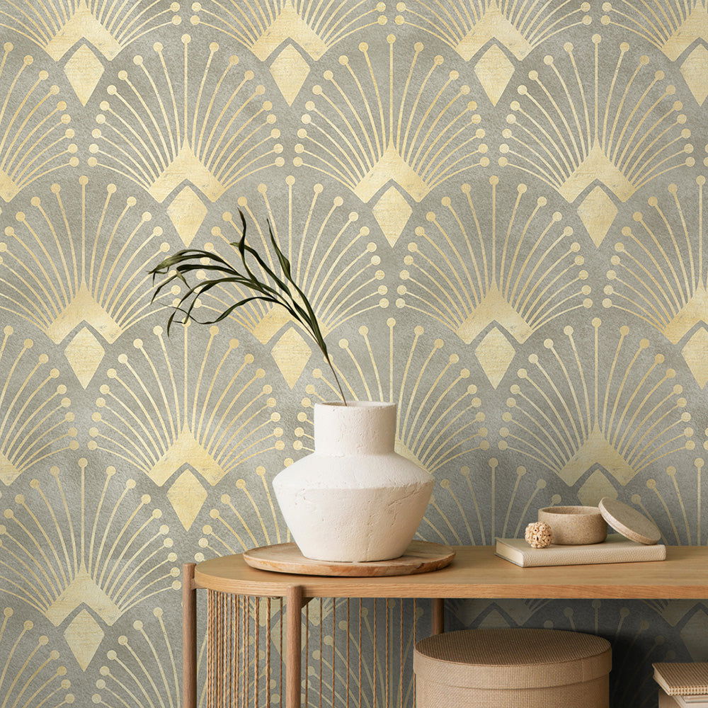 The Lodge Wallpaper - Gold - DeccoPrint