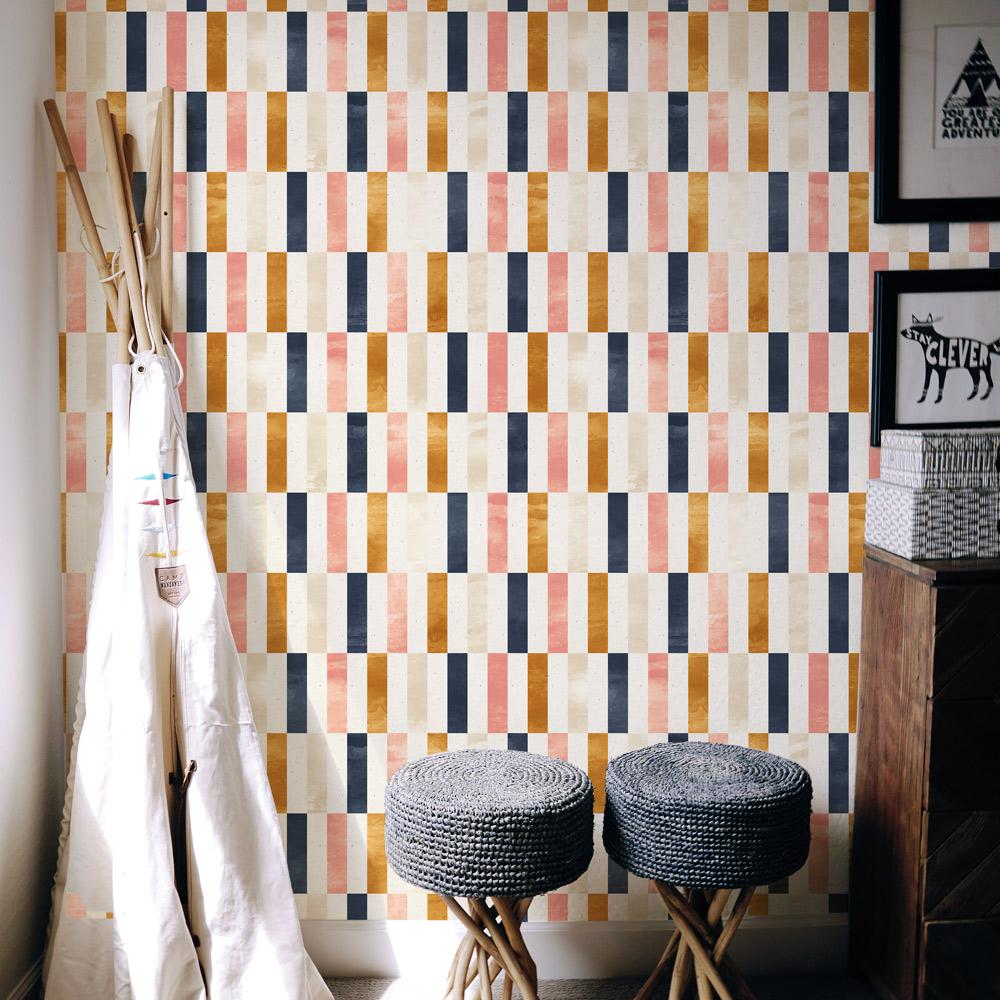 Vertical Rectangles Peel and Stick Wallpaper, Removable Wallpaper, Traditional Wallpaper | DeccoPrint