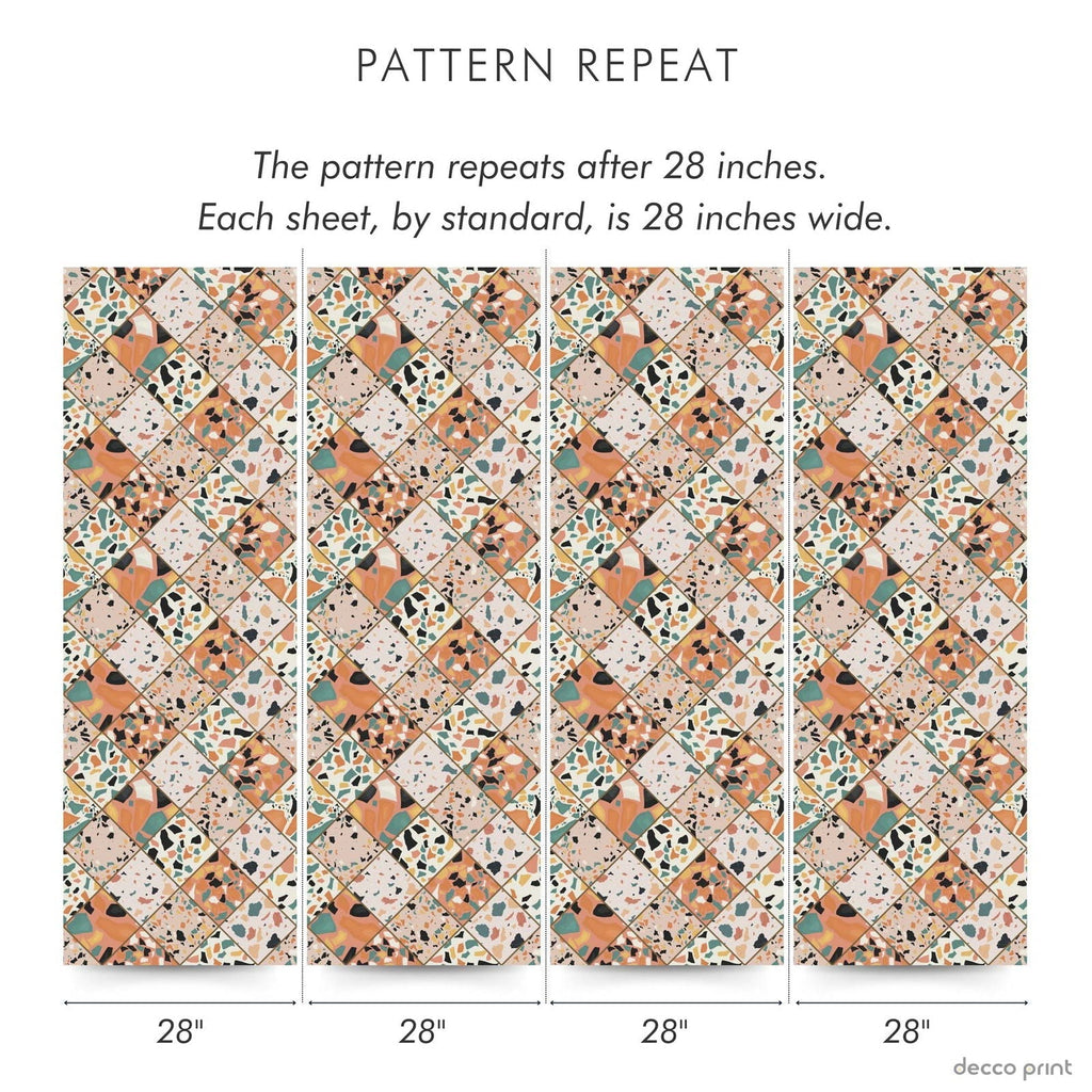 Vibrant Tile Peel and Stick Wallpaper, Removable Wallpaper, Traditional Wallpaper | DeccoPrint