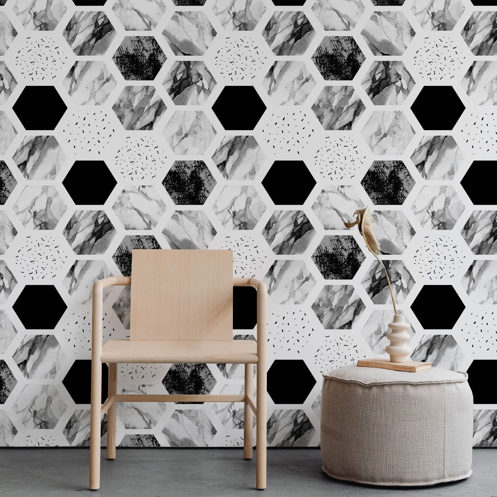 Watercolor Hexagons Peel and Stick Wallpaper, Removable Wallpaper, Traditional Wallpaper | DeccoPrint