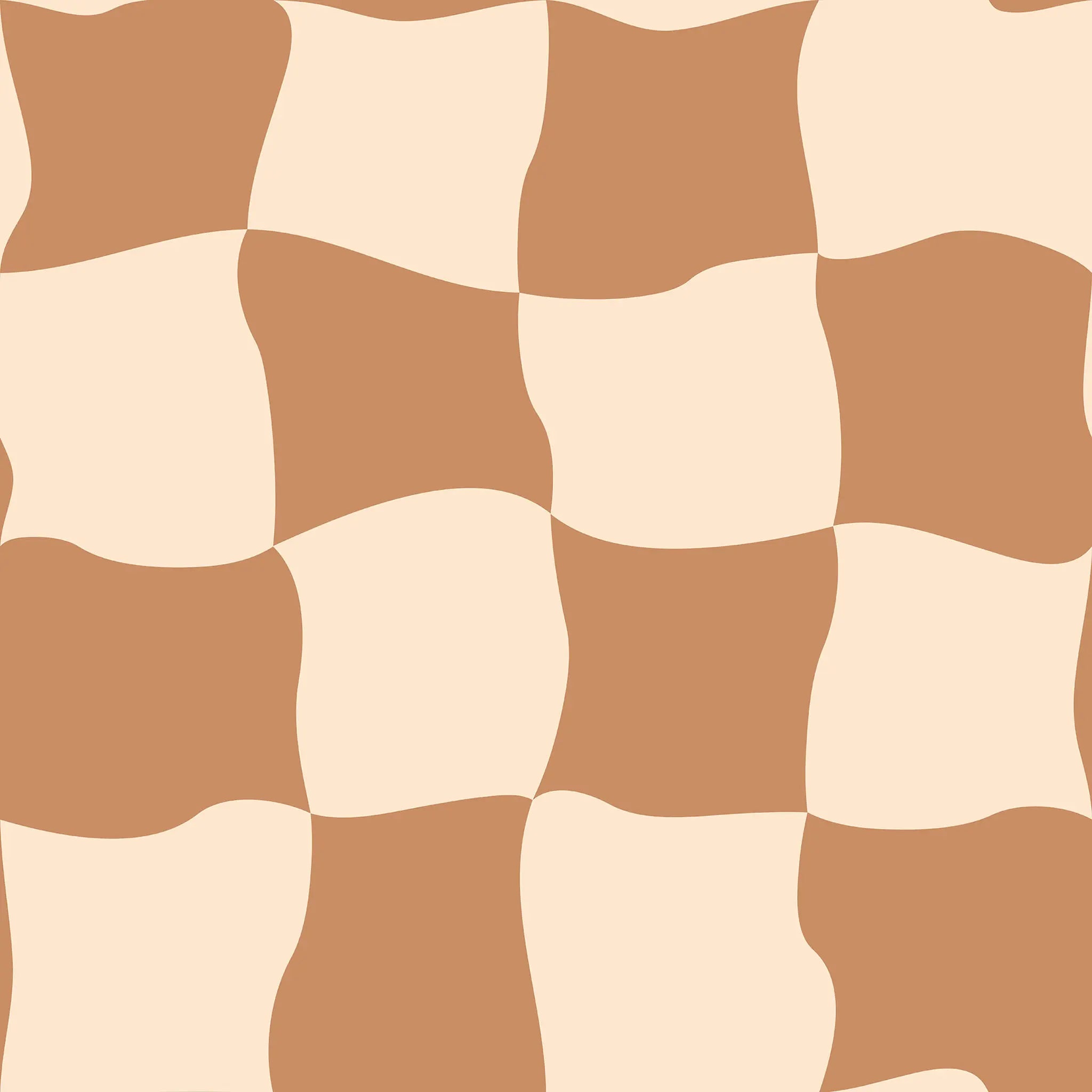 Checkered pattern with brown and beige wavy squares