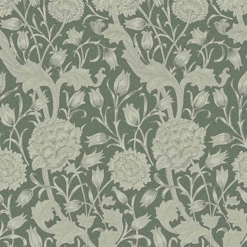 William Morris X Wild Tulips Peel and Stick Wallpaper, Removable Wallpaper, Traditional Wallpaper - Green | DeccoPrint