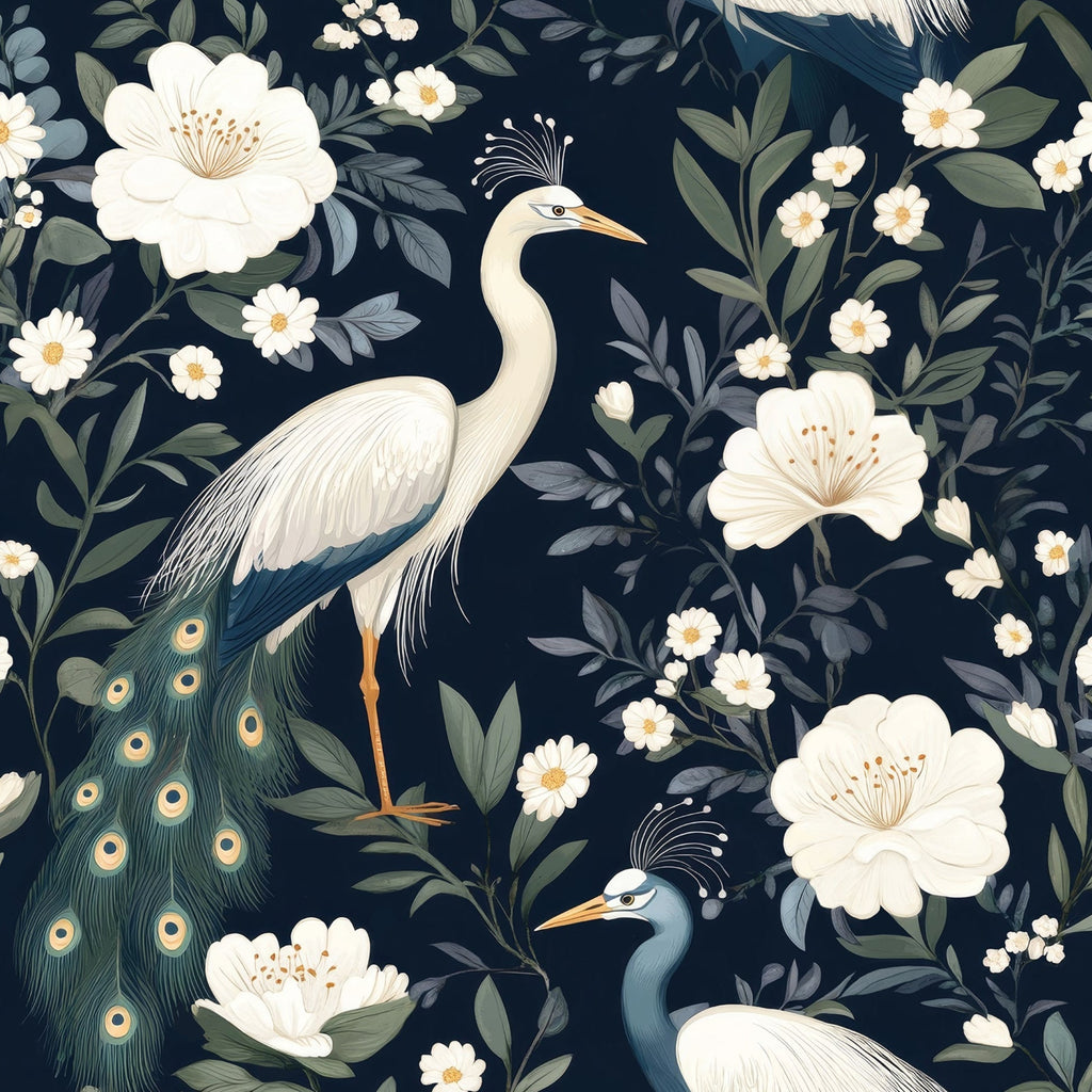 Elegant Birds Peel and Stick Wallpaper, Removable Wallpaper, Traditional Wallpaper | DeccoPrint