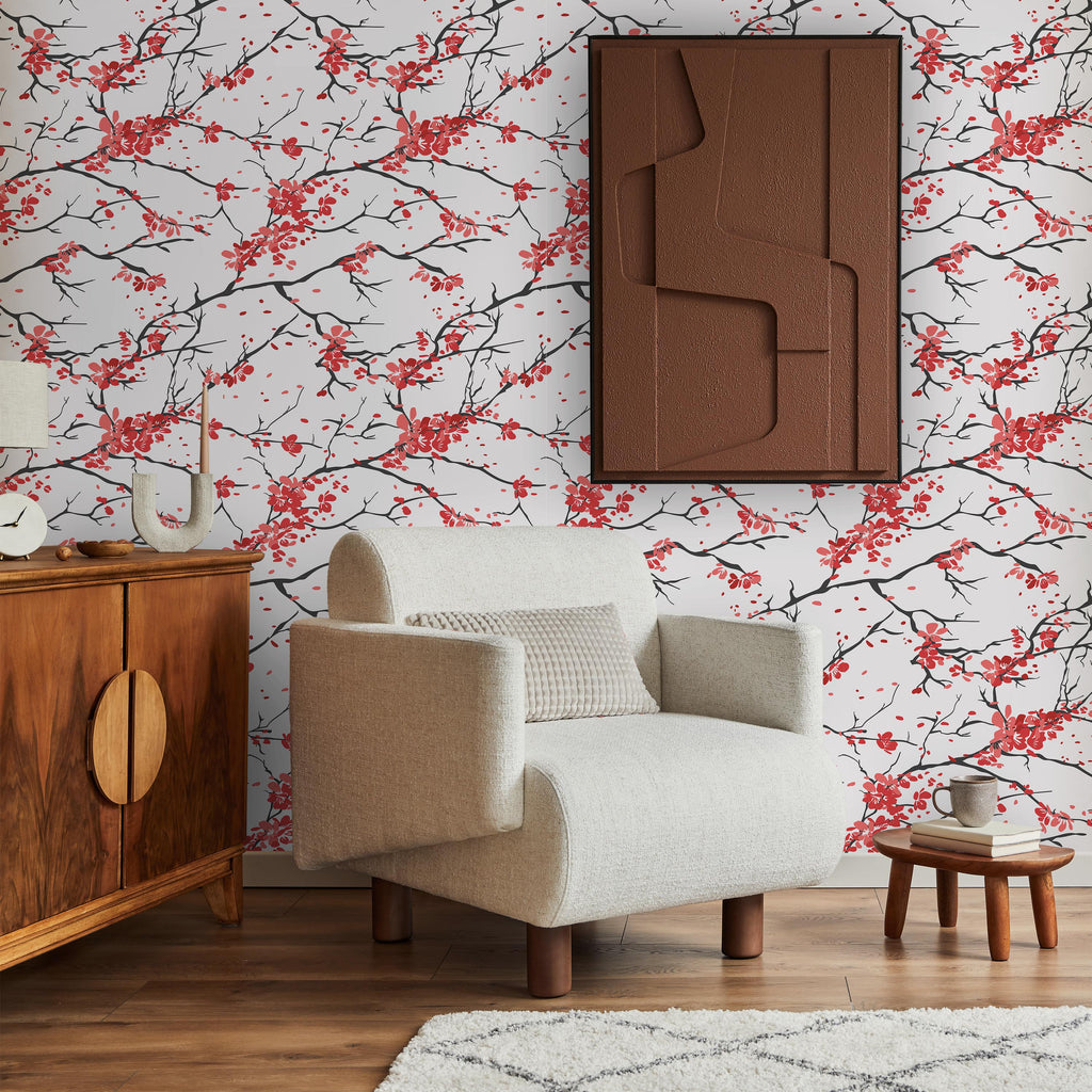 Japanese Cherry Peel and Stick Wallpaper, Removable Wallpaper, Traditional Wallpaper | DeccoPrint