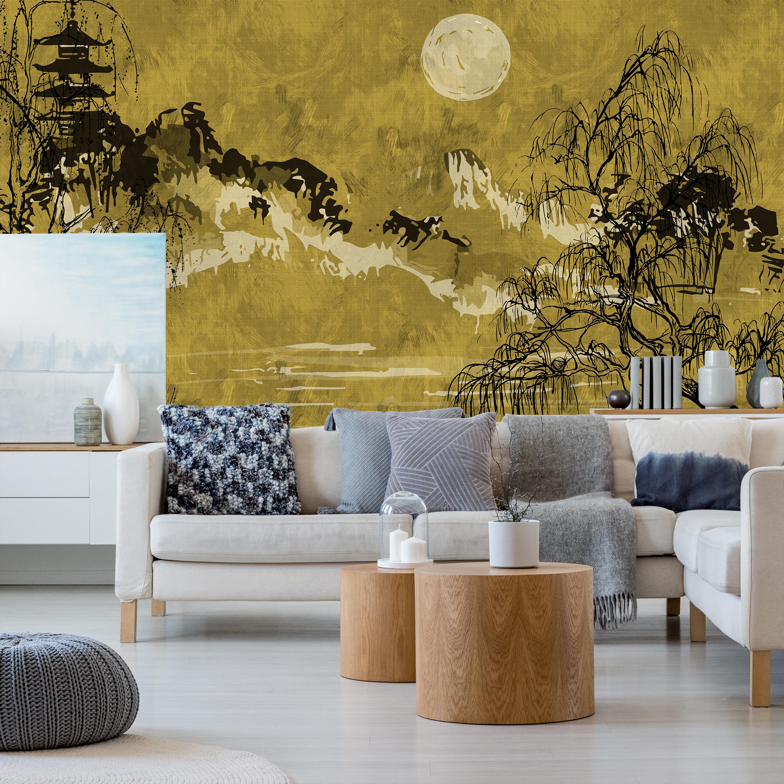 Whispers of the Willow Mural Peel and Stick Wallpaper, Removable Wallpaper, Traditional Wallpaper - Yellow | DeccoPrint