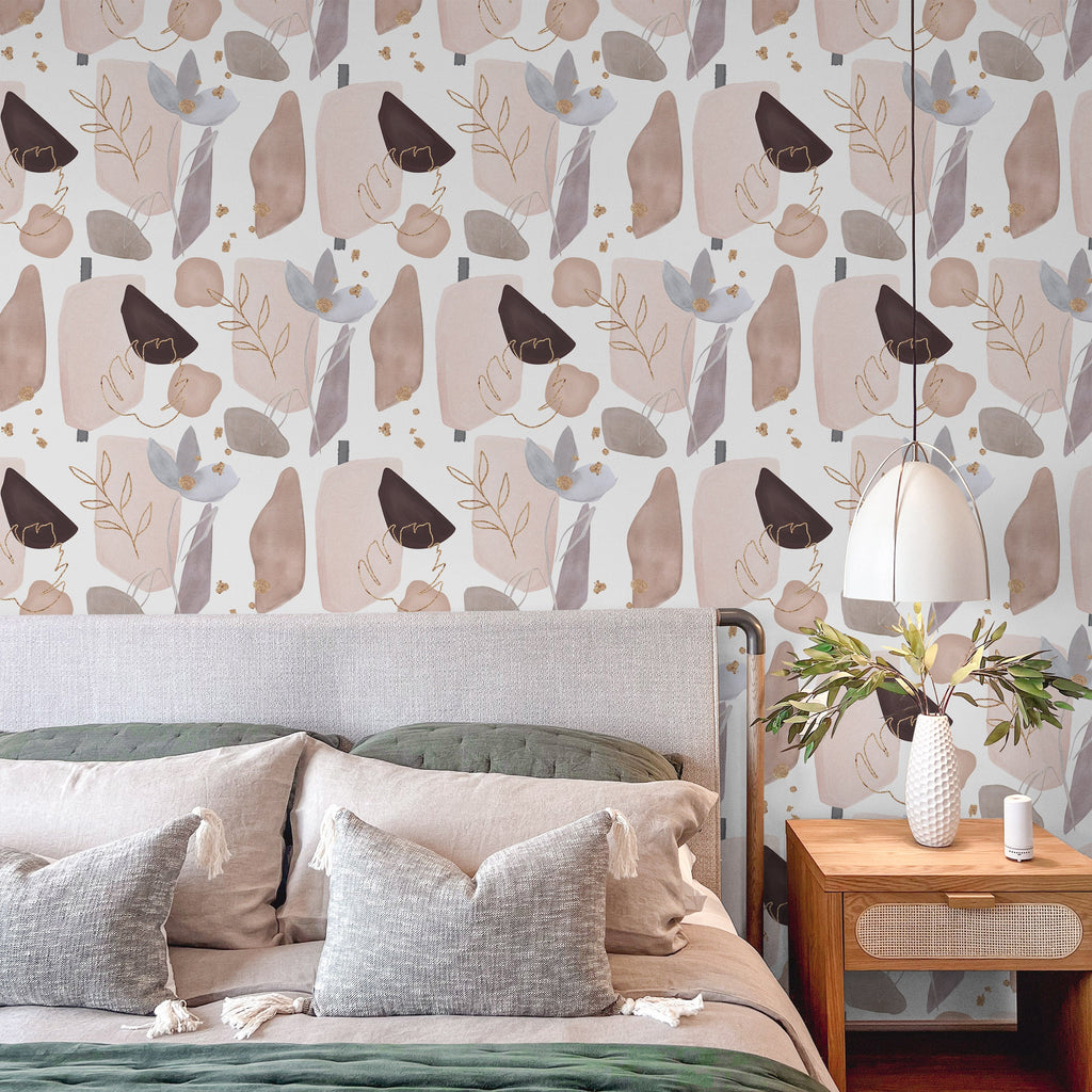 Golden Shapes Peel and Stick Wallpaper, Removable Wallpaper, Traditional Wallpaper | DeccoPrint