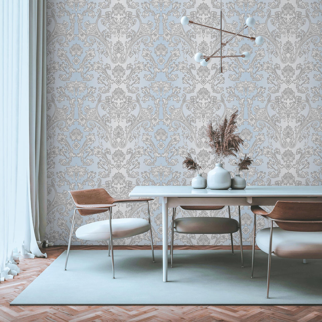 Vintage Damask Peel and Stick Wallpaper, Removable Wallpaper, Traditional Wallpaper | DeccoPrint