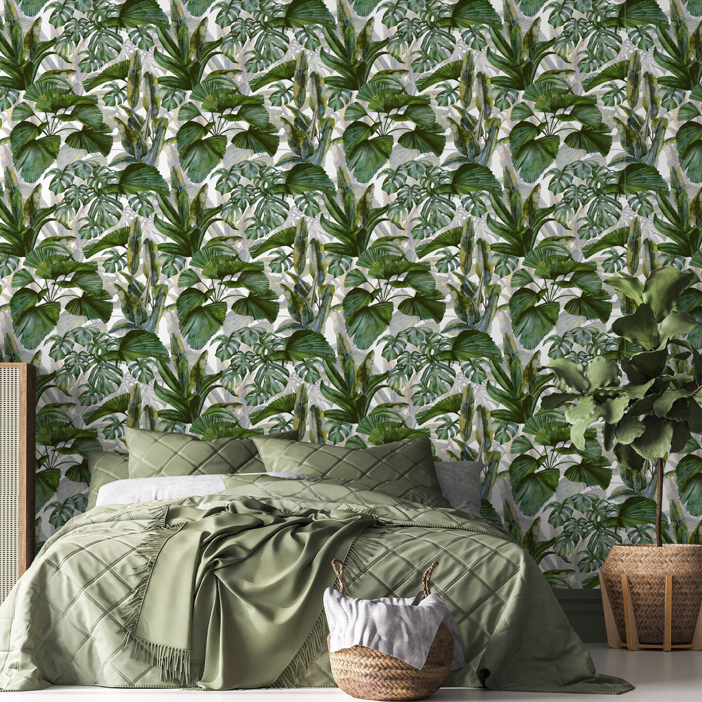 Layered Tropics Peel and Stick Wallpaper, Removable Wallpaper, Traditional Wallpaper | DeccoPrint