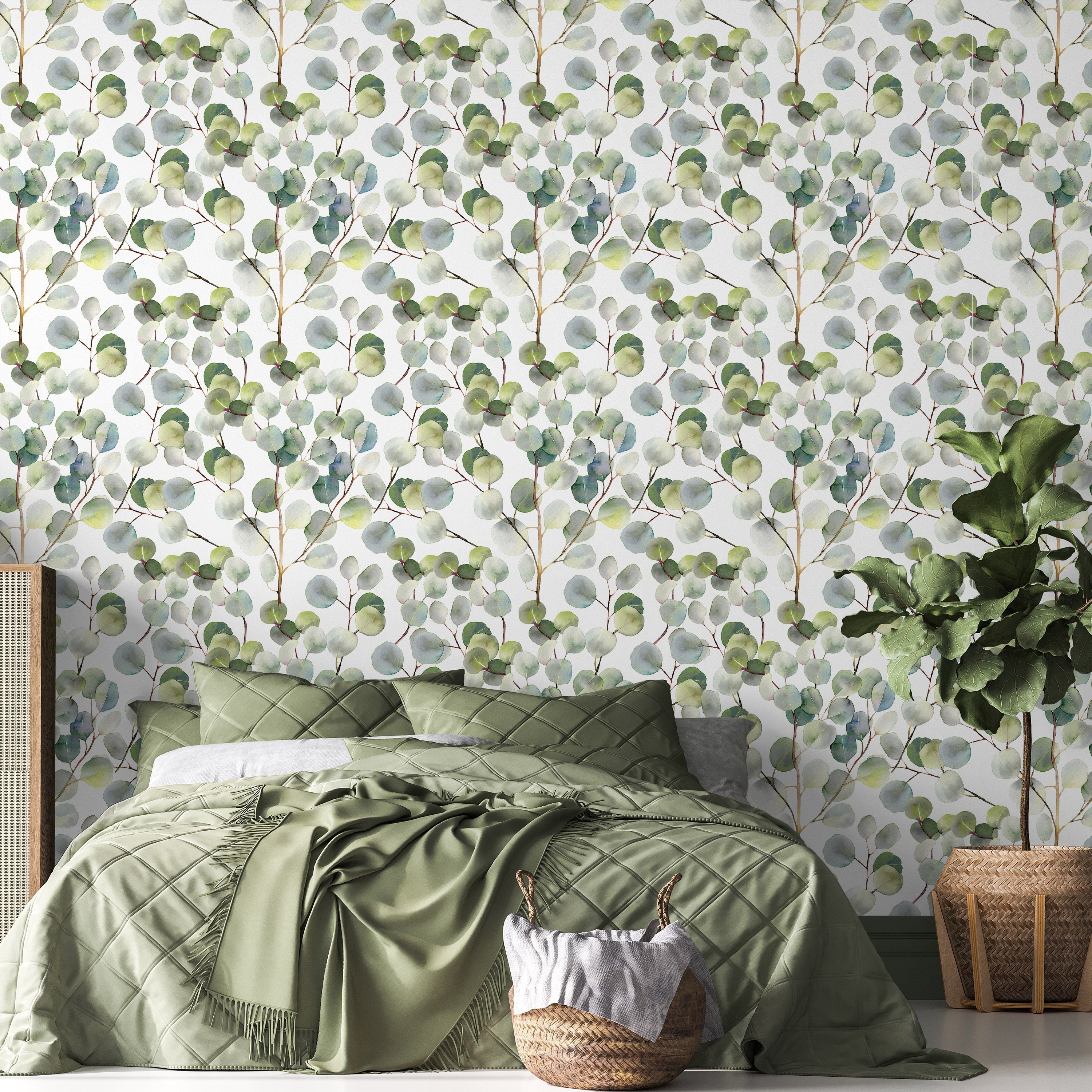 Fine Eucalyptus Peel and Stick Wallpaper, Removable Wallpaper, Traditional Wallpaper | DeccoPrint
