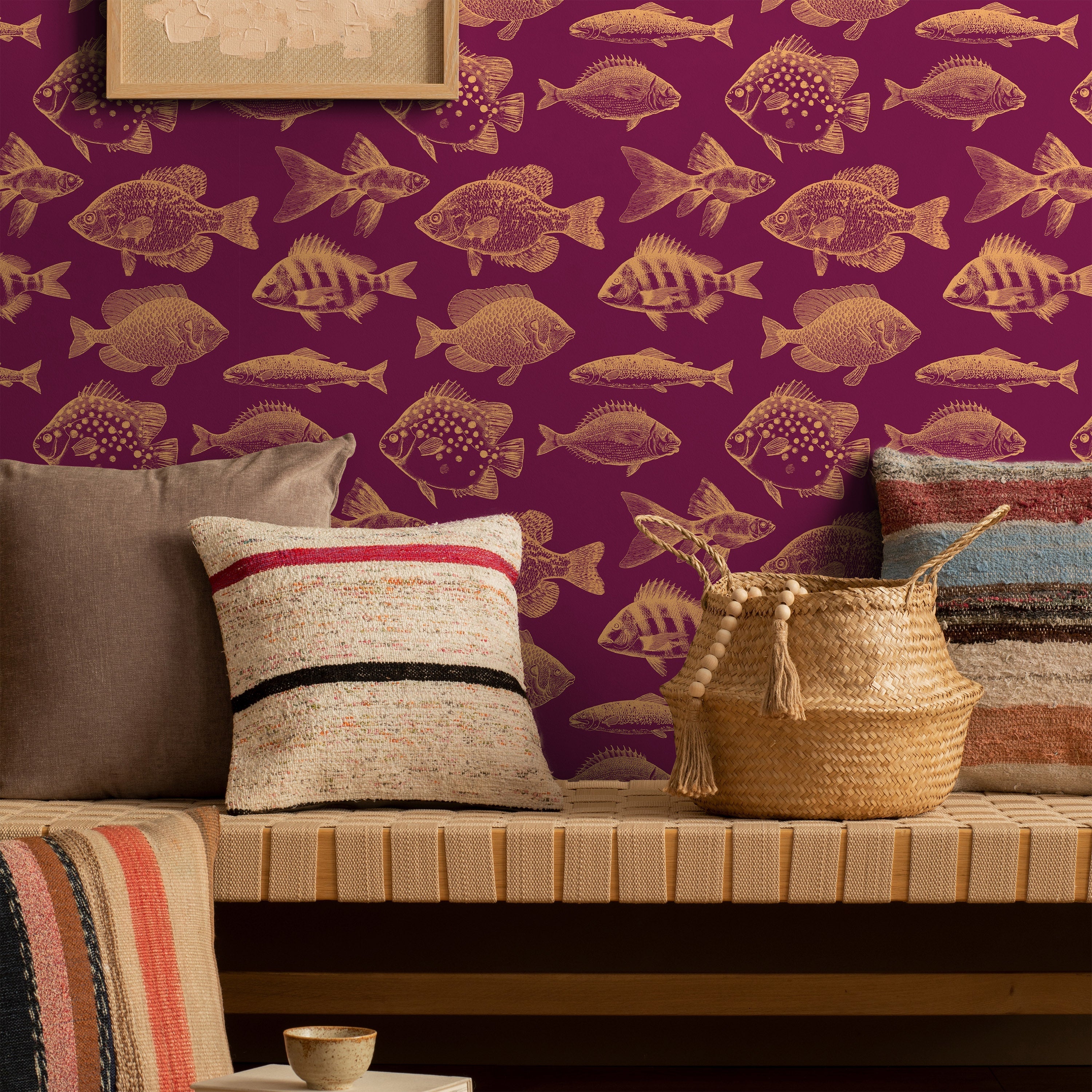 Fish in Wine Peel and Stick Wallpaper, Removable Wallpaper, Traditional Wallpaper | DeccoPrint