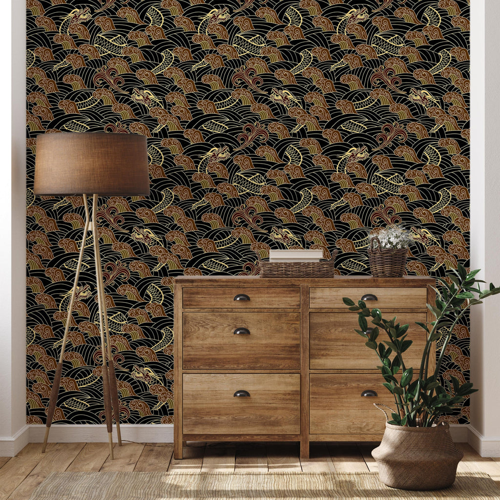Wavy Patterns Peel and Stick Wallpaper, Removable Wallpaper, Traditional Wallpaper | DeccoPrint
