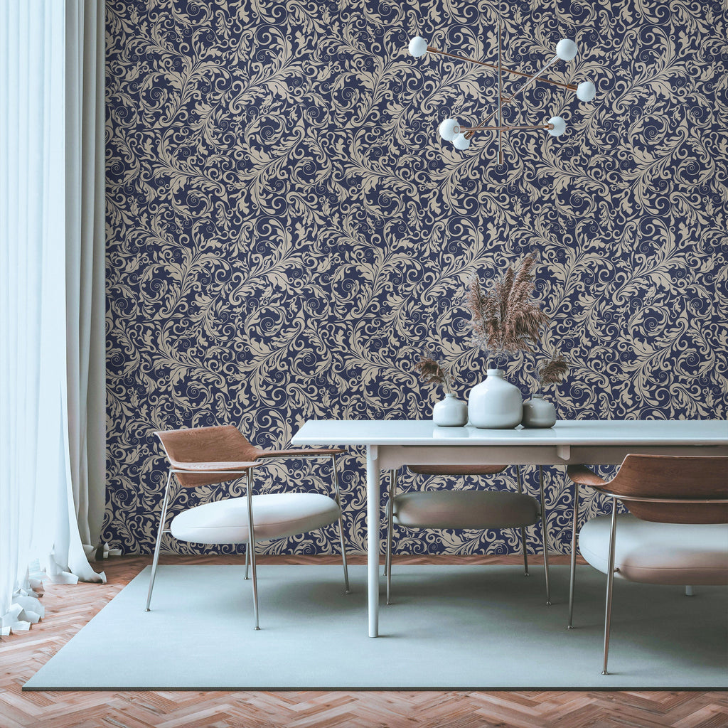 Baroque Vines Peel and Stick Wallpaper, Removable Wallpaper, Traditional Wallpaper | DeccoPrint