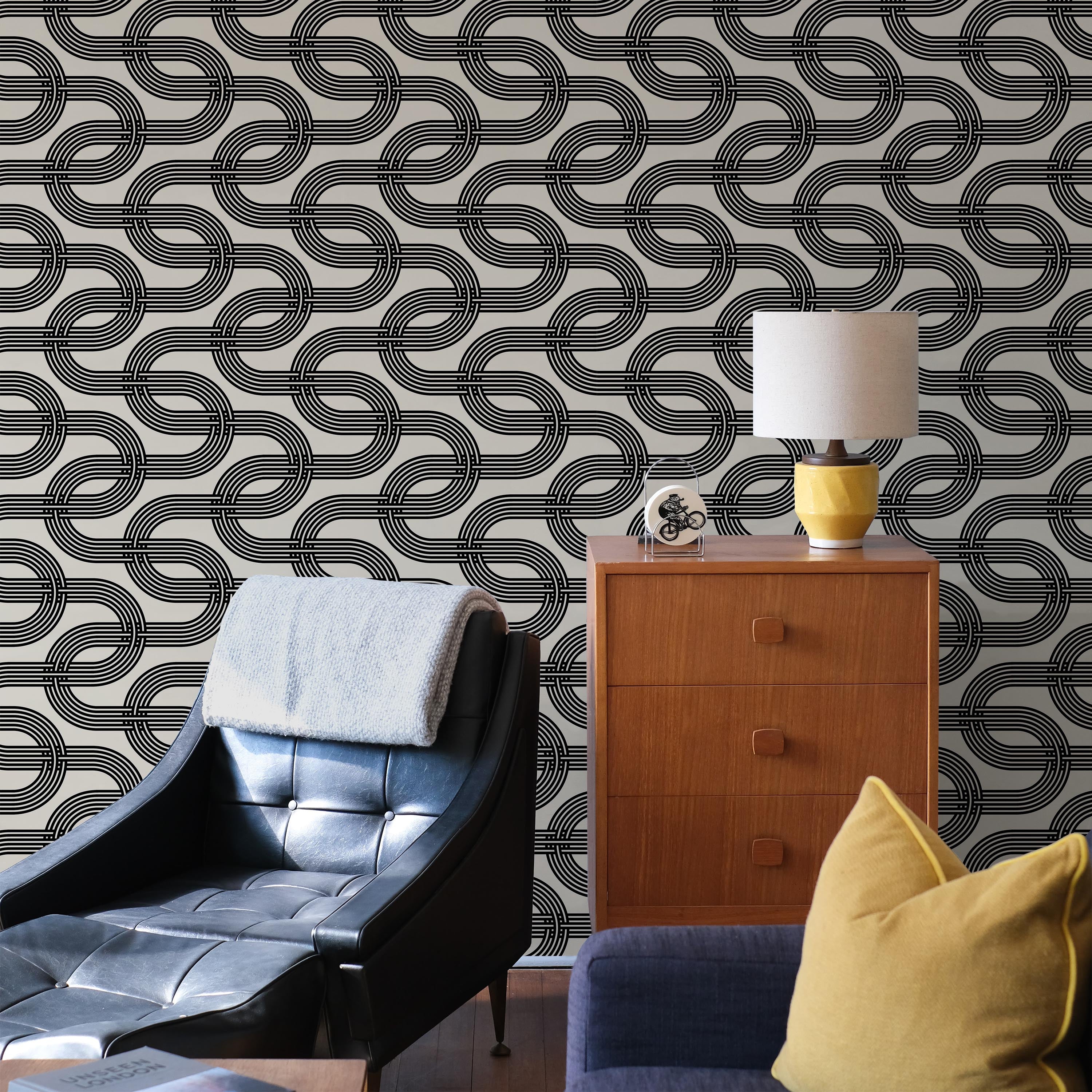Striped Ornament Peel and Stick Wallpaper, Removable Wallpaper, Traditional Wallpaper | DeccoPrint