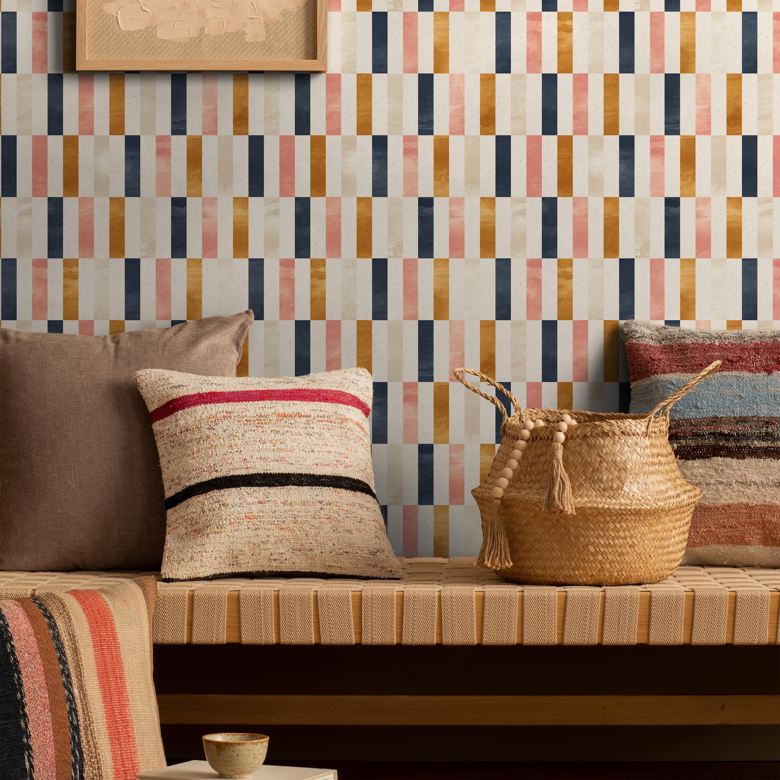 Vertical Rectangles Peel and Stick Wallpaper, Removable Wallpaper, Traditional Wallpaper | DeccoPrint