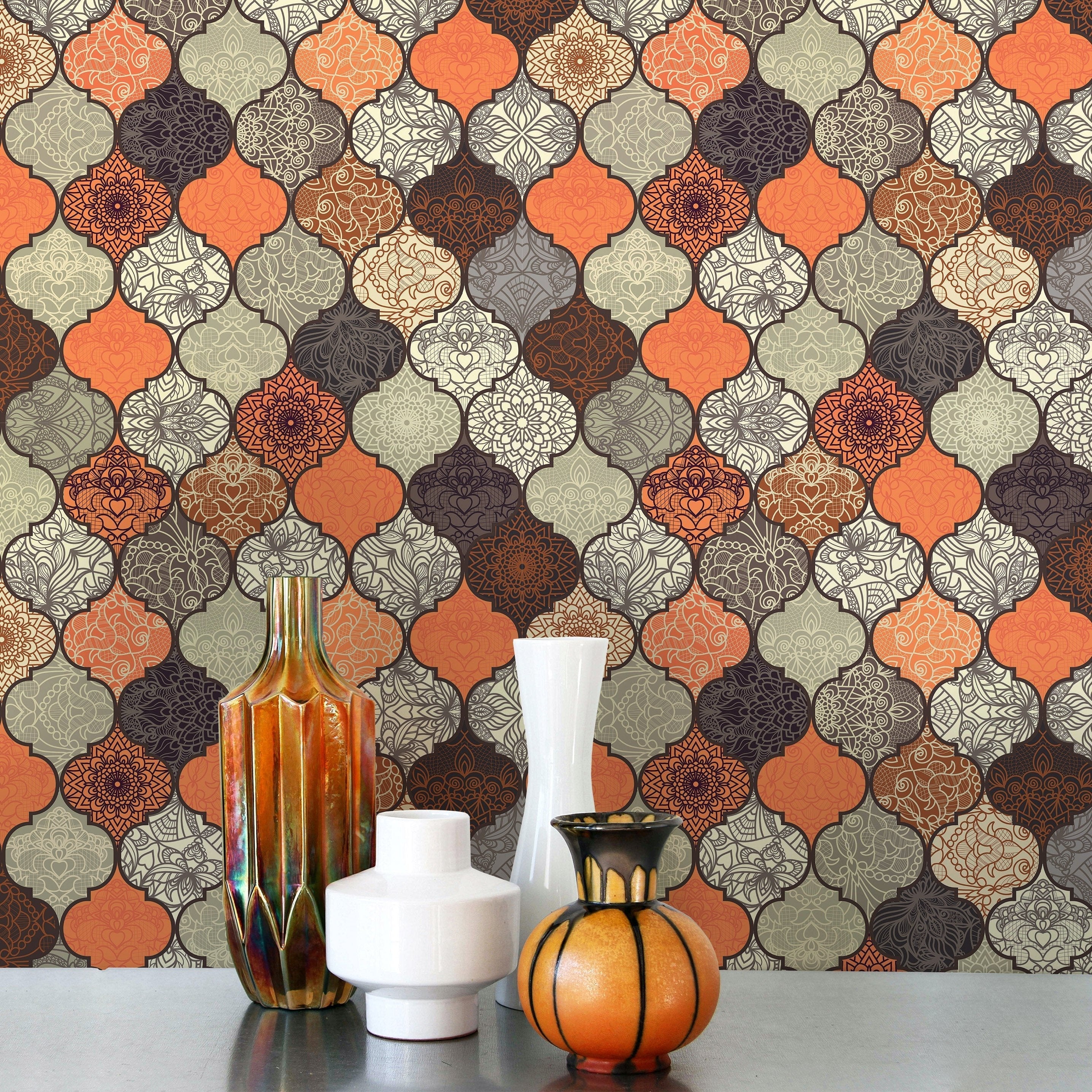 Mandala Flowers Peel and Stick Wallpaper, Removable Wallpaper, Traditional Wallpaper | DeccoPrint