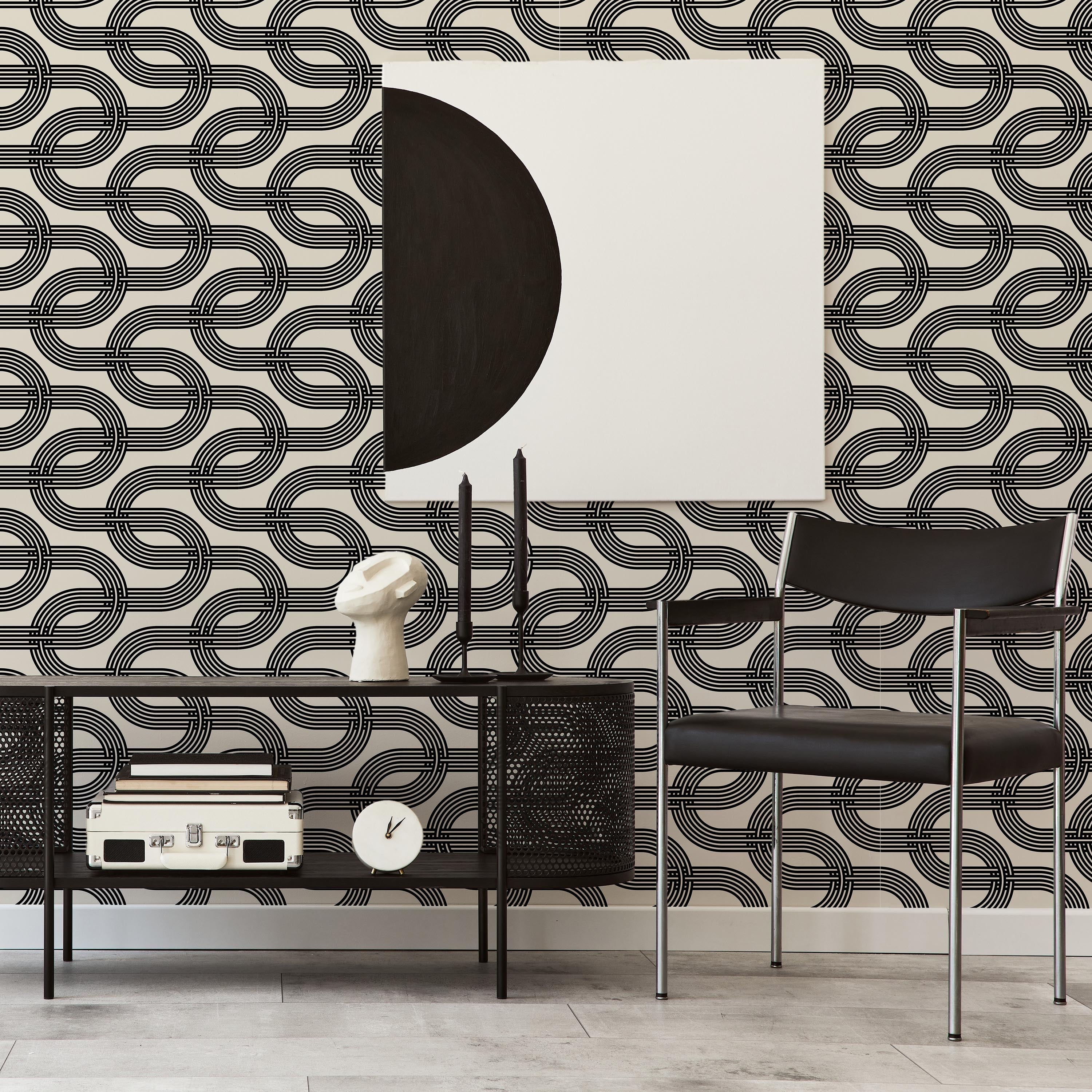 Striped Ornament Peel and Stick Wallpaper, Removable Wallpaper, Traditional Wallpaper | DeccoPrint