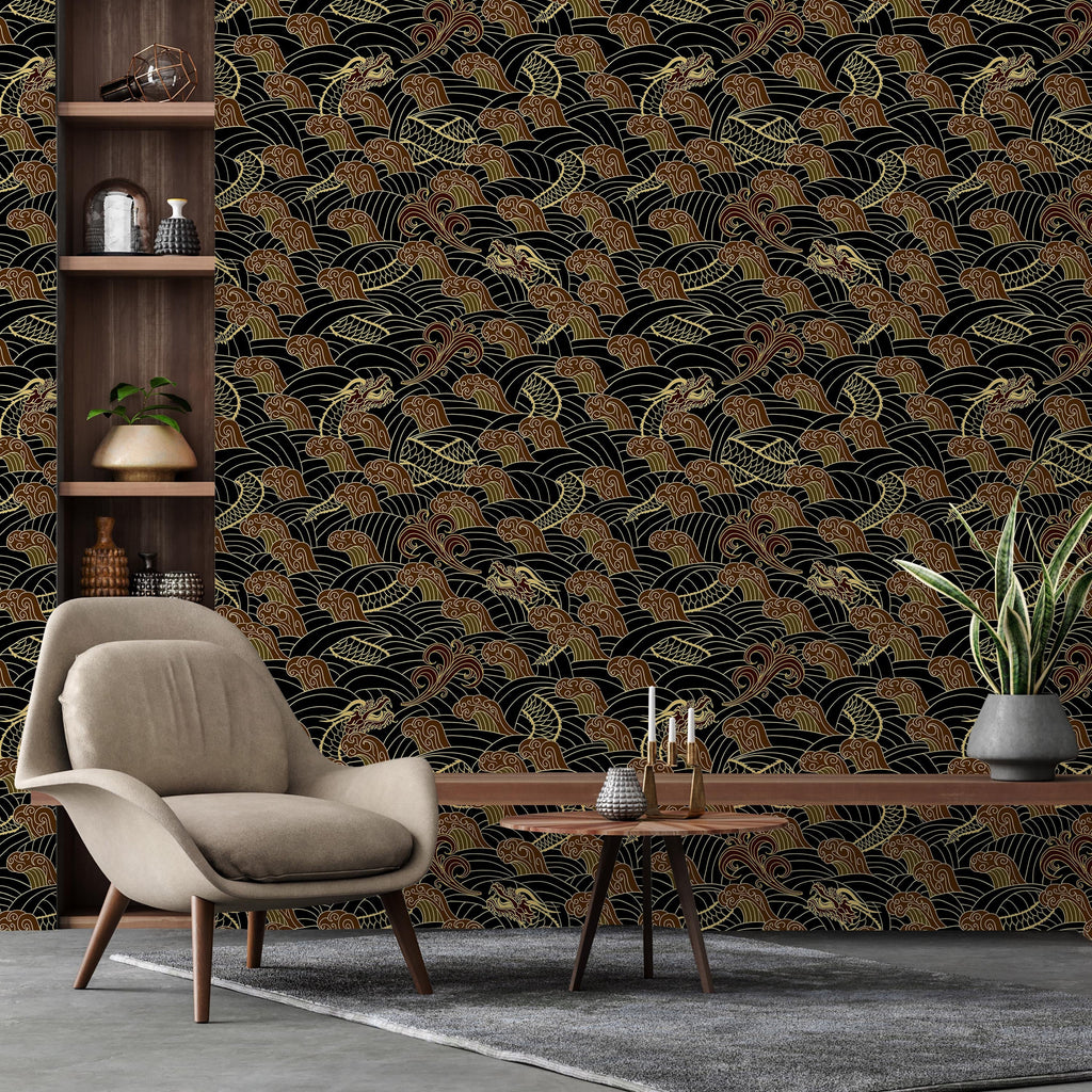 Wavy Patterns Peel and Stick Wallpaper, Removable Wallpaper, Traditional Wallpaper | DeccoPrint