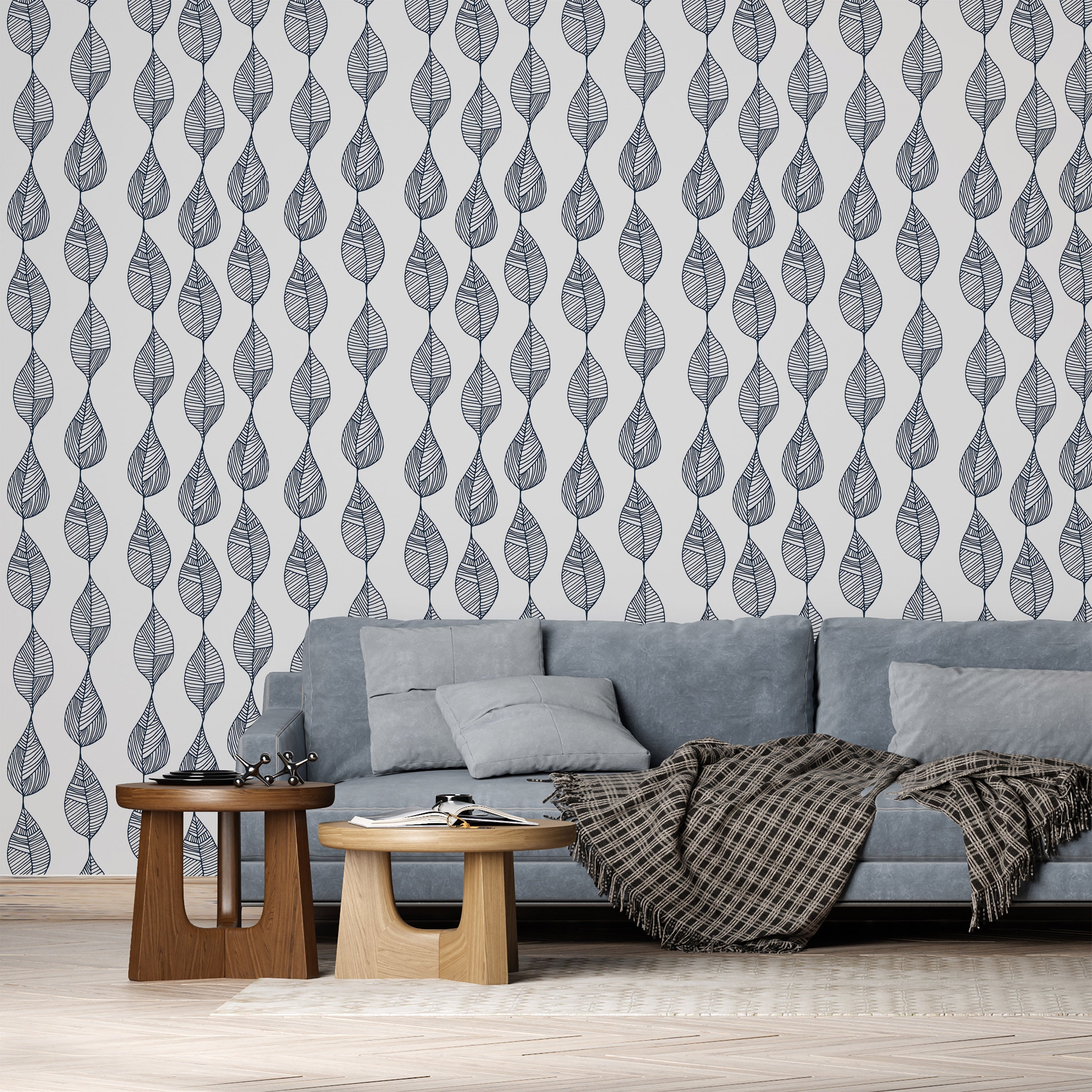 Leaf Line Peel and Stick Wallpaper, Removable Wallpaper, Traditional Wallpaper | DeccoPrint