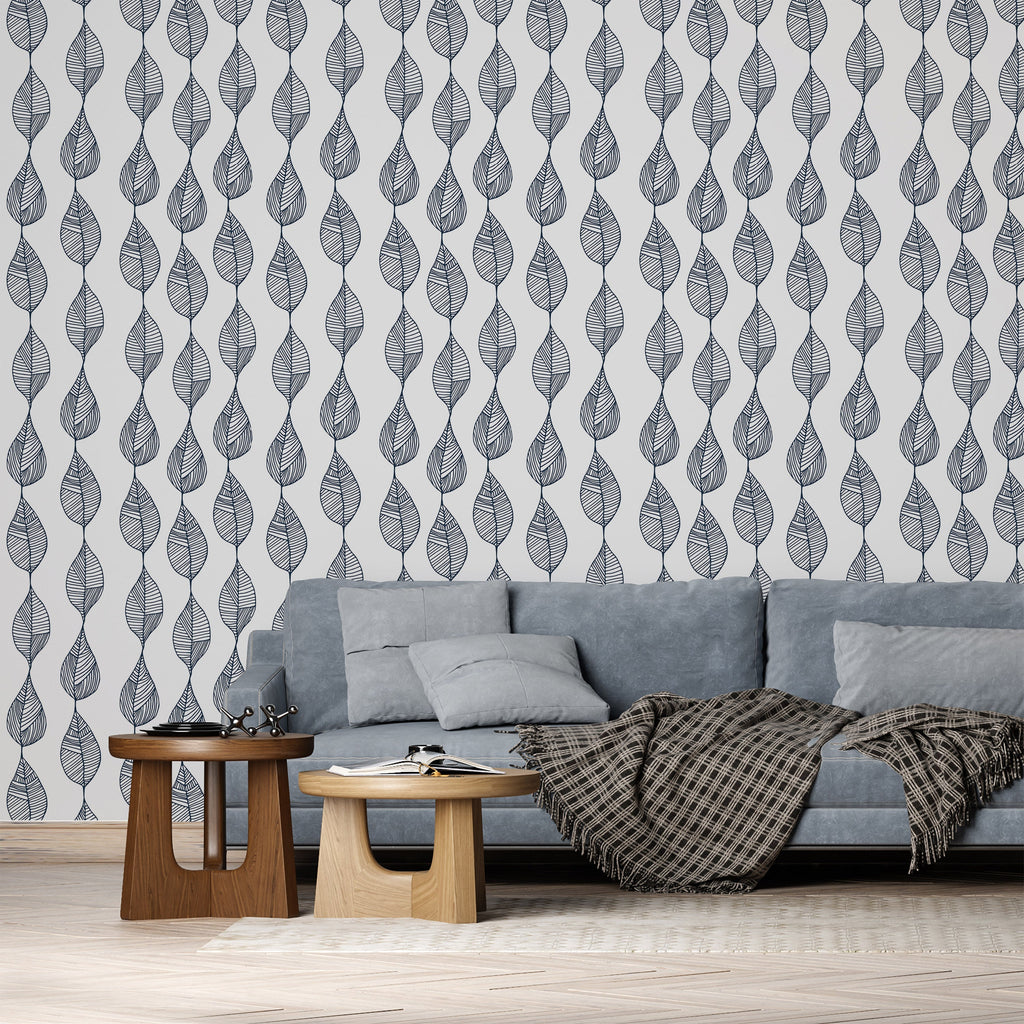 Leaf Line Peel and Stick Wallpaper, Removable Wallpaper, Traditional Wallpaper | DeccoPrint