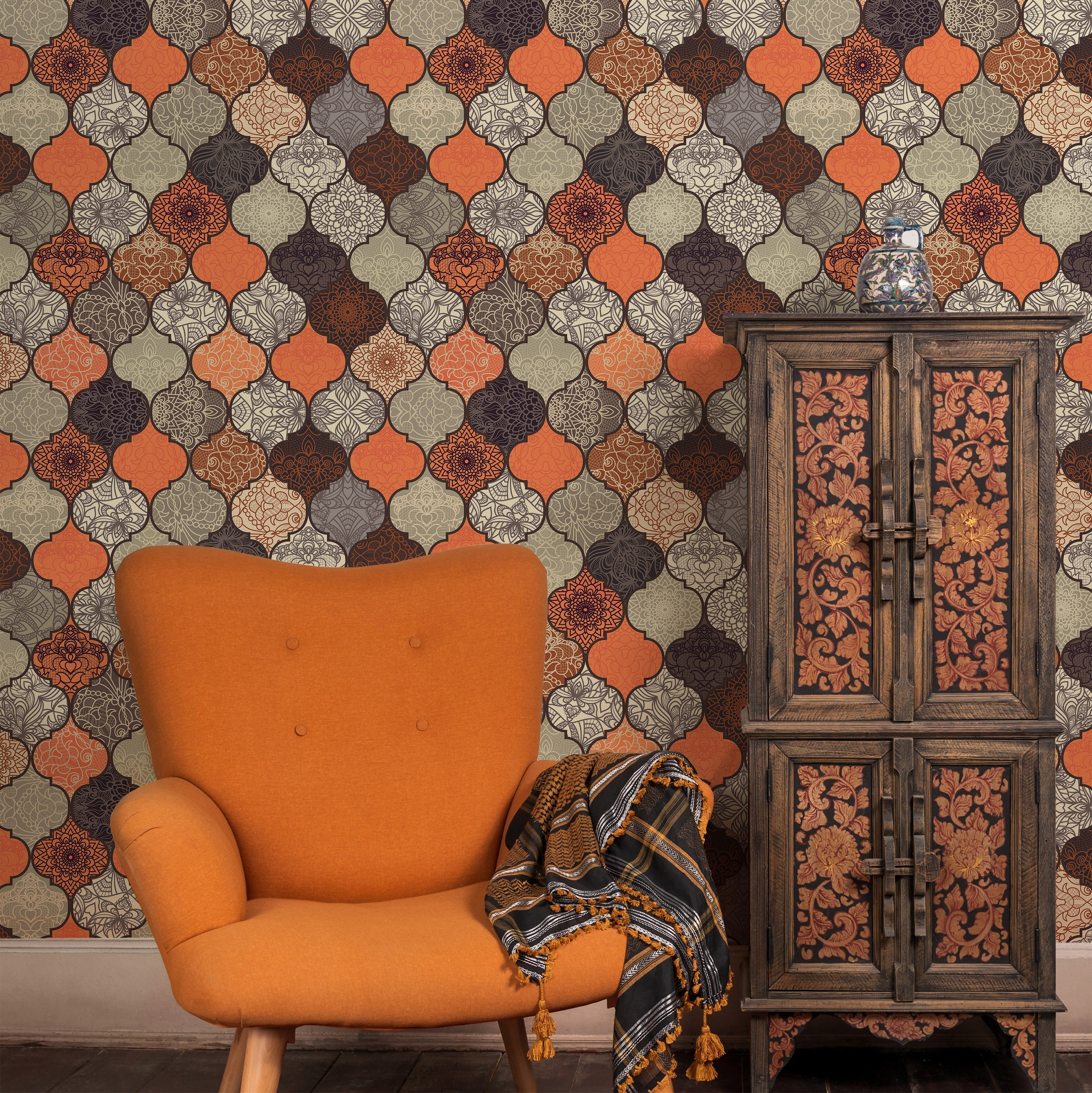 Mandala Flowers Peel and Stick Wallpaper, Removable Wallpaper, Traditional Wallpaper | DeccoPrint