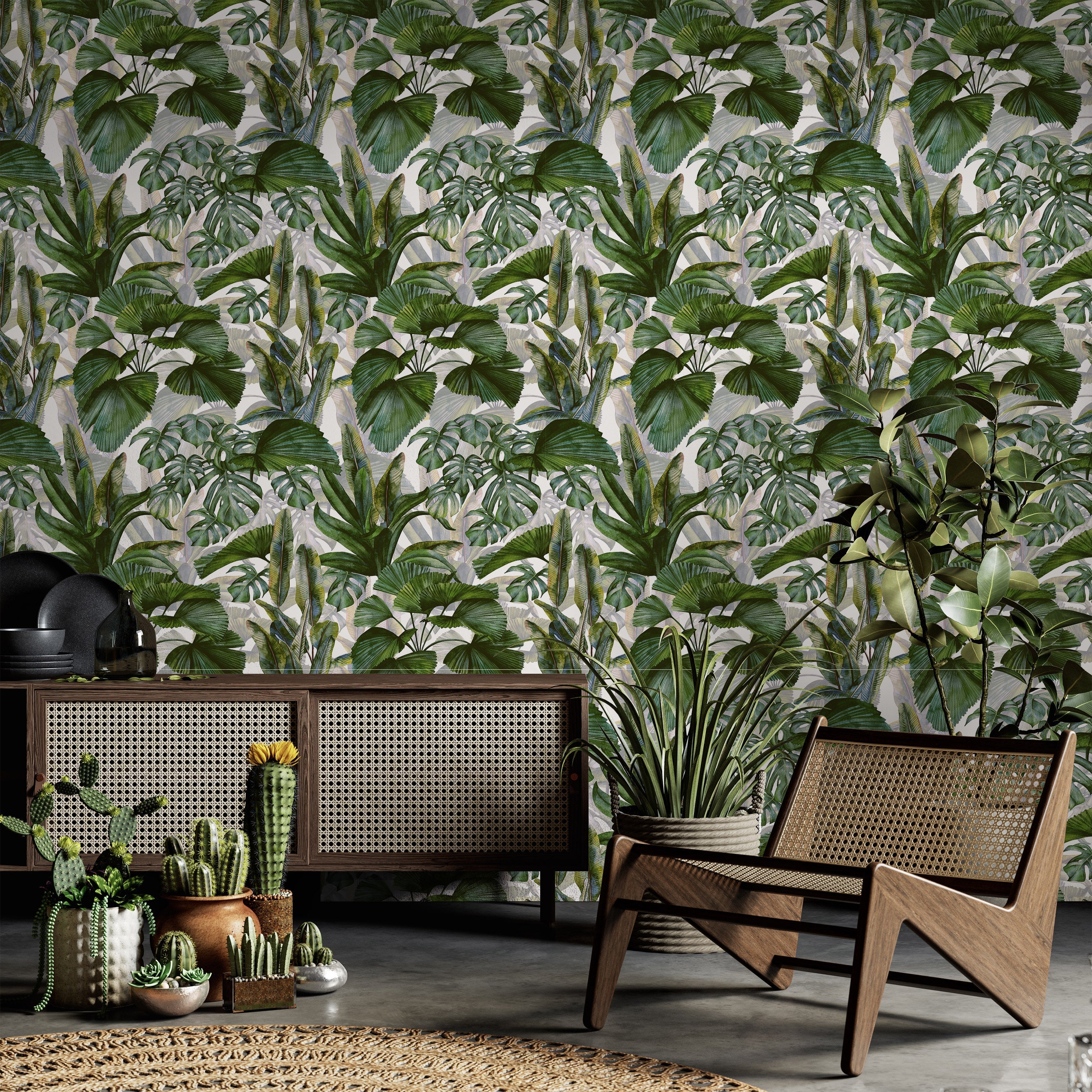 Layered Tropics Peel and Stick Wallpaper, Removable Wallpaper, Traditional Wallpaper | DeccoPrint