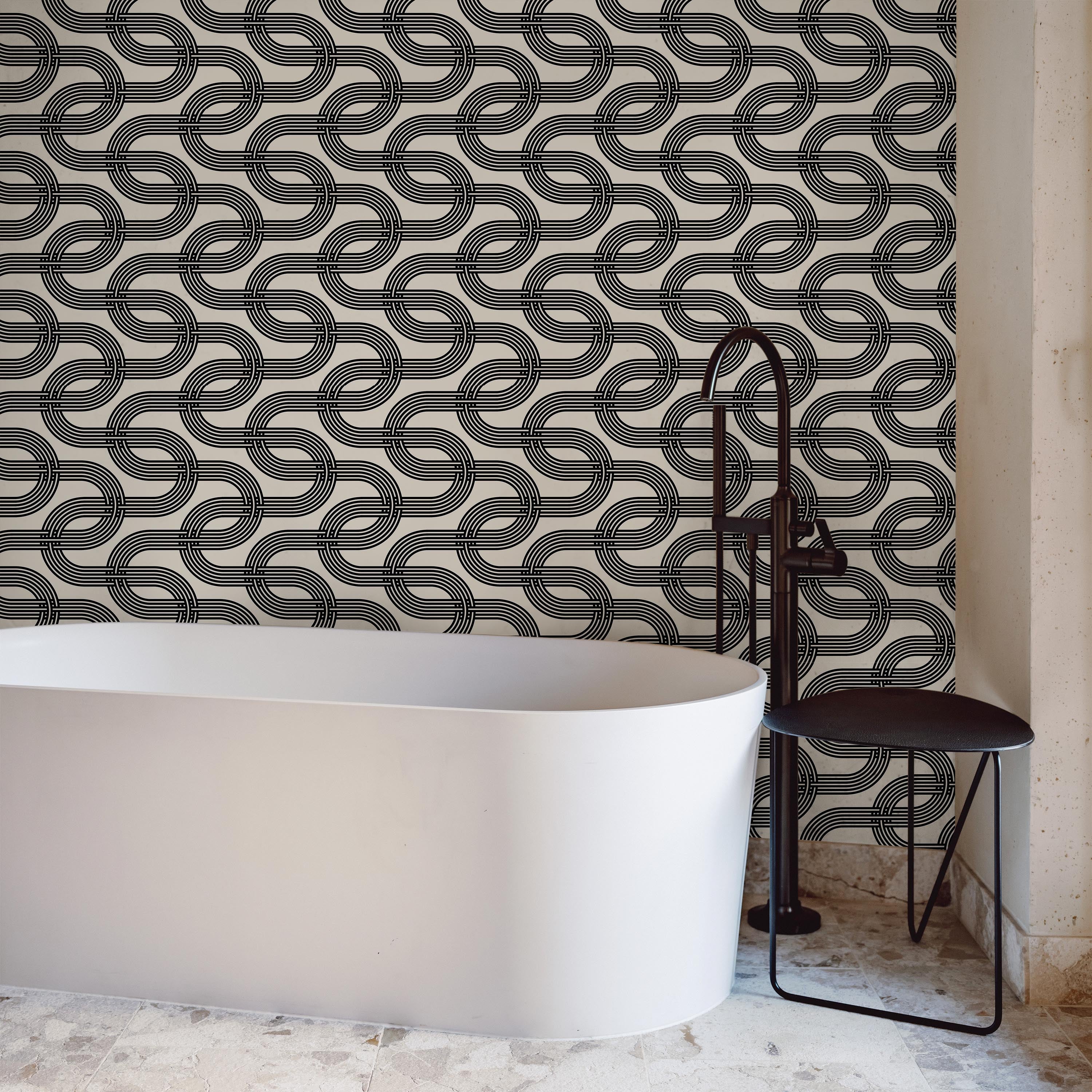Striped Ornament Peel and Stick Wallpaper, Removable Wallpaper, Traditional Wallpaper | DeccoPrint