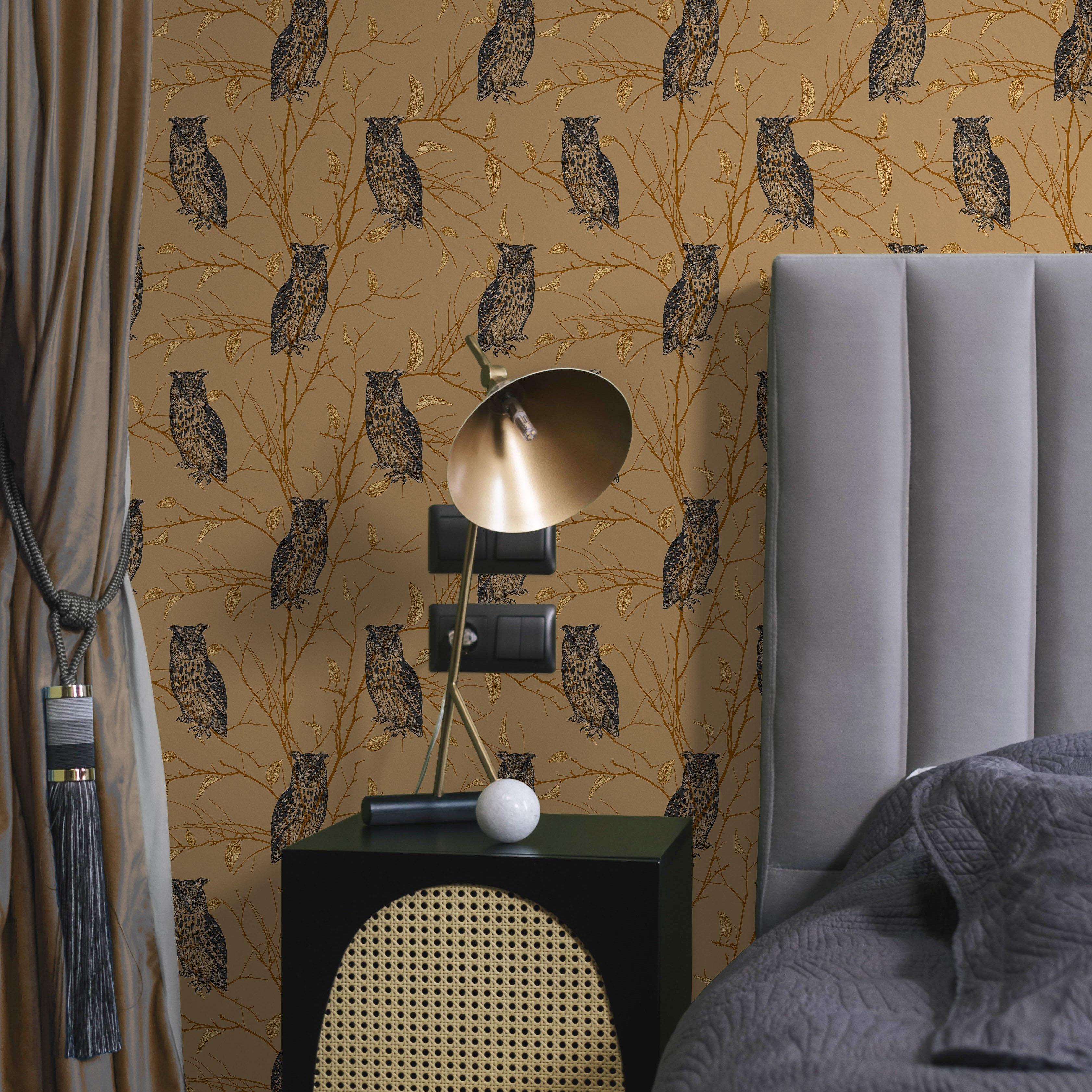 Forest Owls Peel and Stick Wallpaper, Removable Wallpaper, Traditional Wallpaper | DeccoPrint