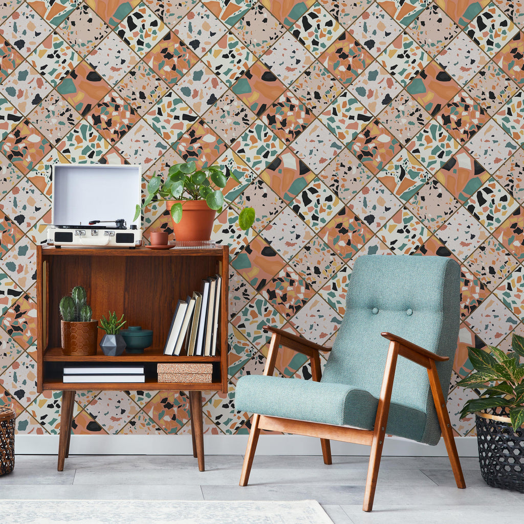 Vibrant Tile Peel and Stick Wallpaper, Removable Wallpaper, Traditional Wallpaper | DeccoPrint