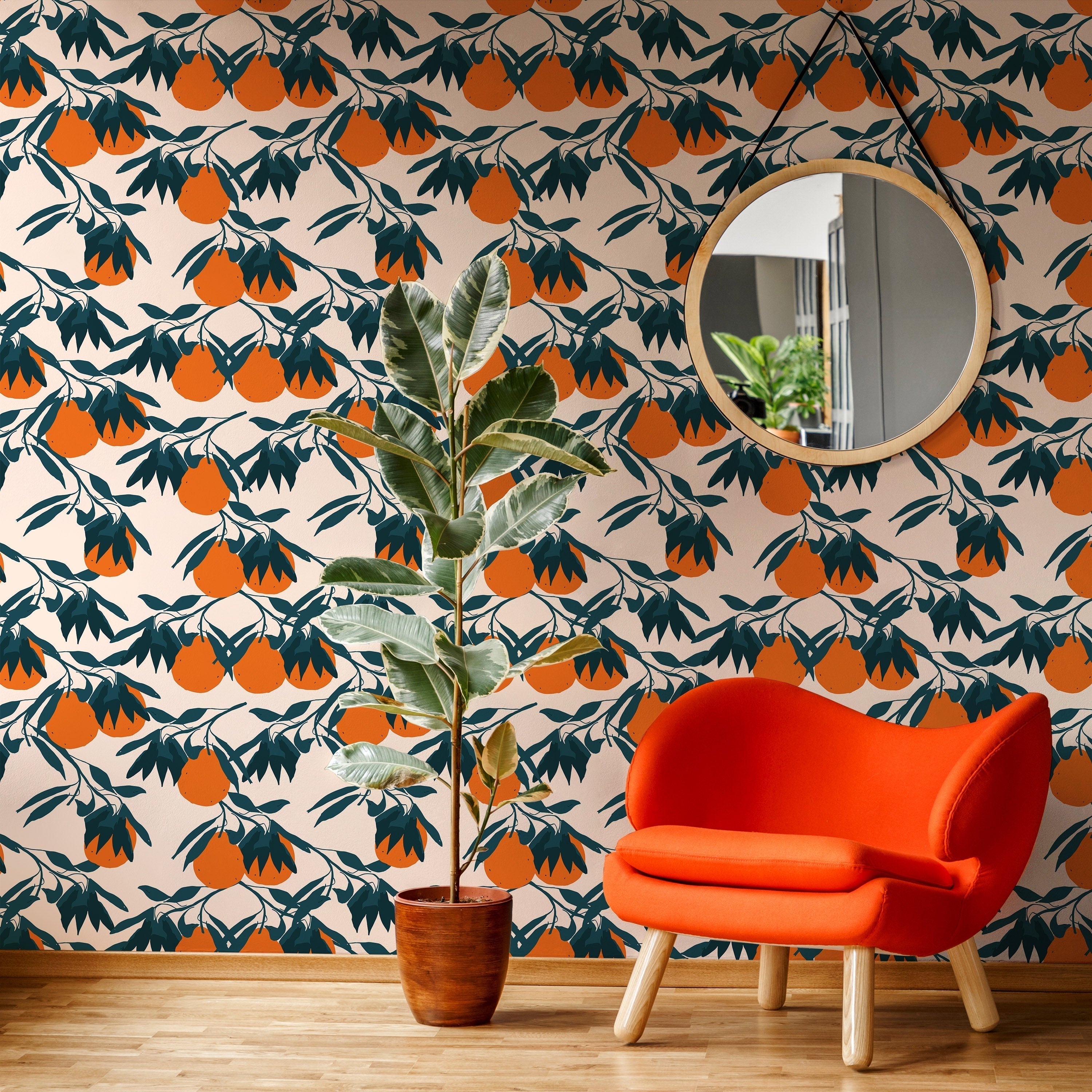 Orange Tree Peel and Stick Wallpaper, Removable Wallpaper, Traditional Wallpaper | DeccoPrint