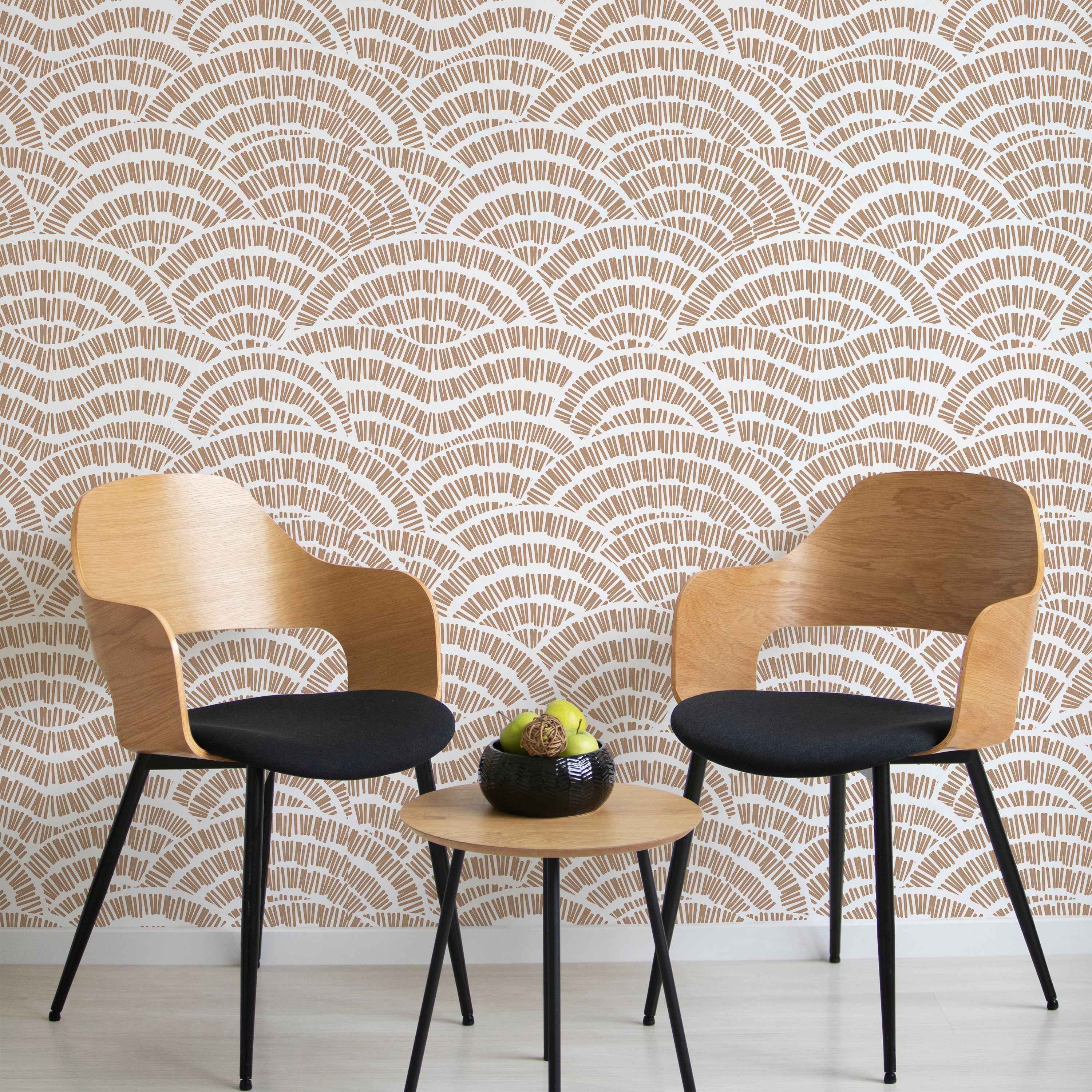 Geometric Embroidery Peel and Stick Wallpaper, Removable Wallpaper, Traditional Wallpaper - Beige | DeccoPrint