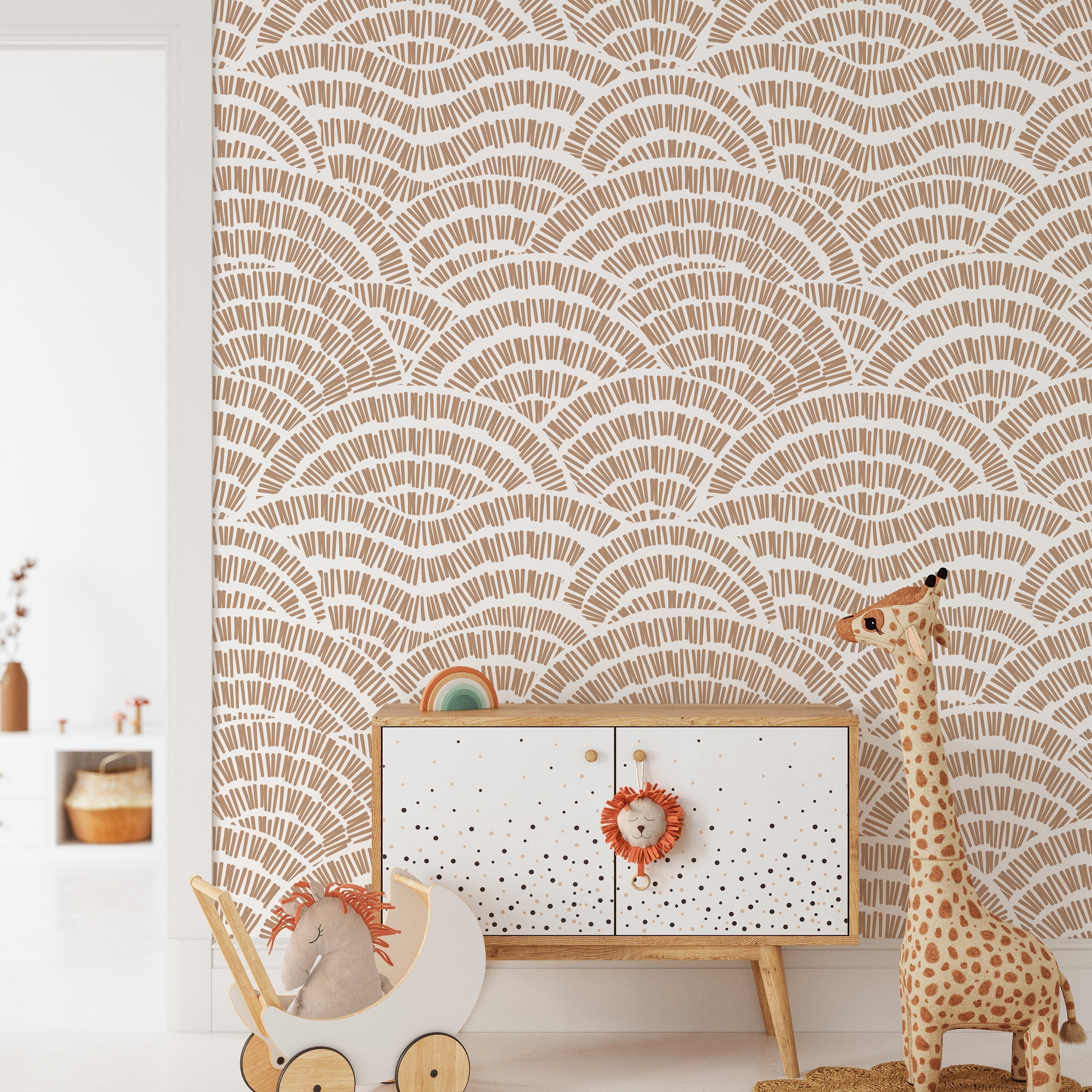 Geometric Embroidery Peel and Stick Wallpaper, Removable Wallpaper, Traditional Wallpaper - Beige | DeccoPrint