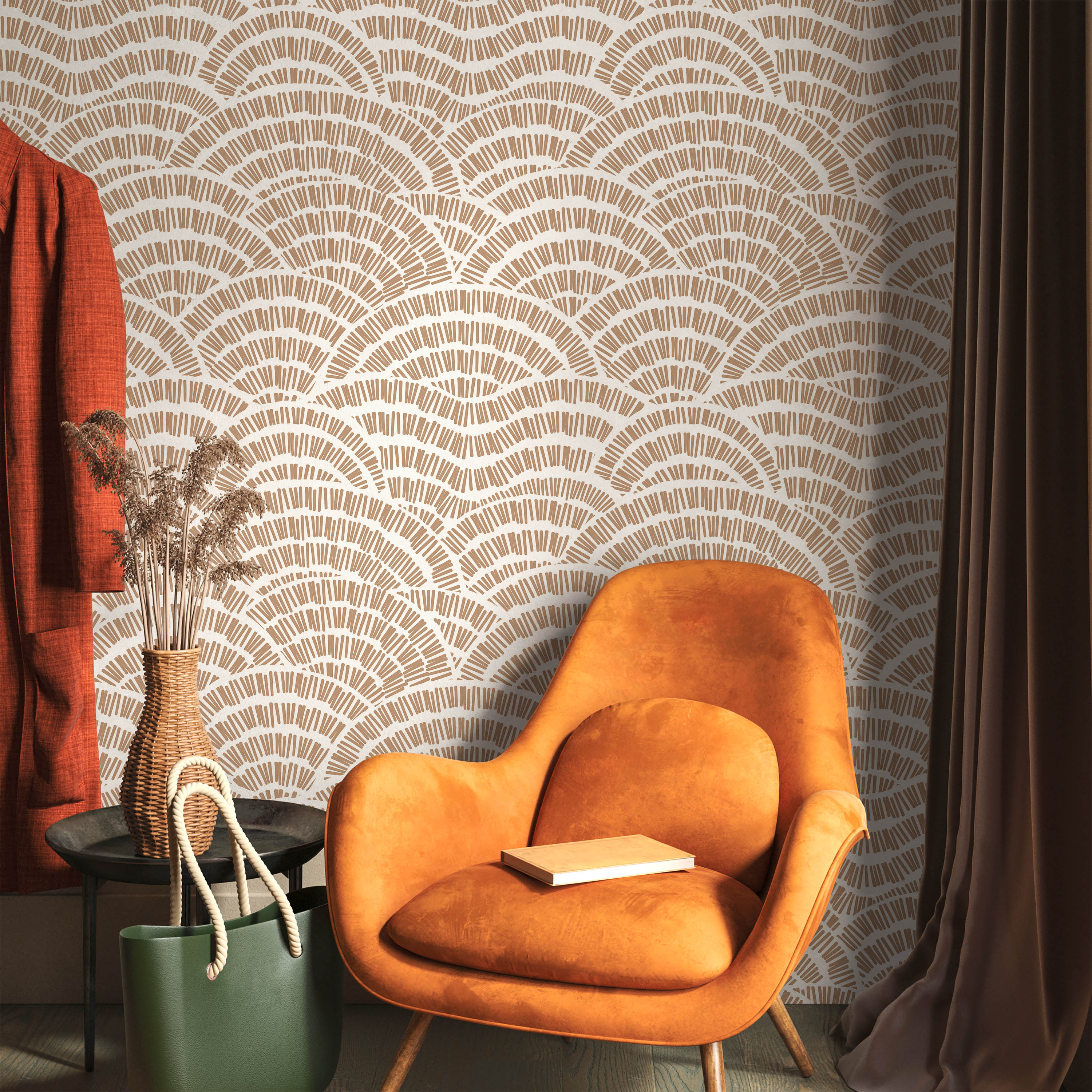 Geometric Embroidery Peel and Stick Wallpaper, Removable Wallpaper, Traditional Wallpaper - Beige | DeccoPrint
