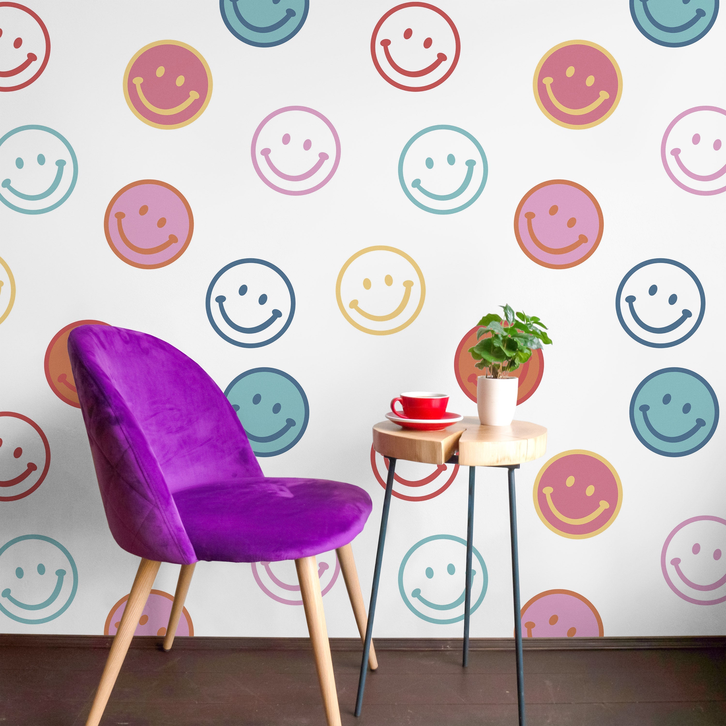 Happy Faces Peel and Stick Wallpaper, Removable Wallpaper, Traditional Wallpaper | DeccoPrint