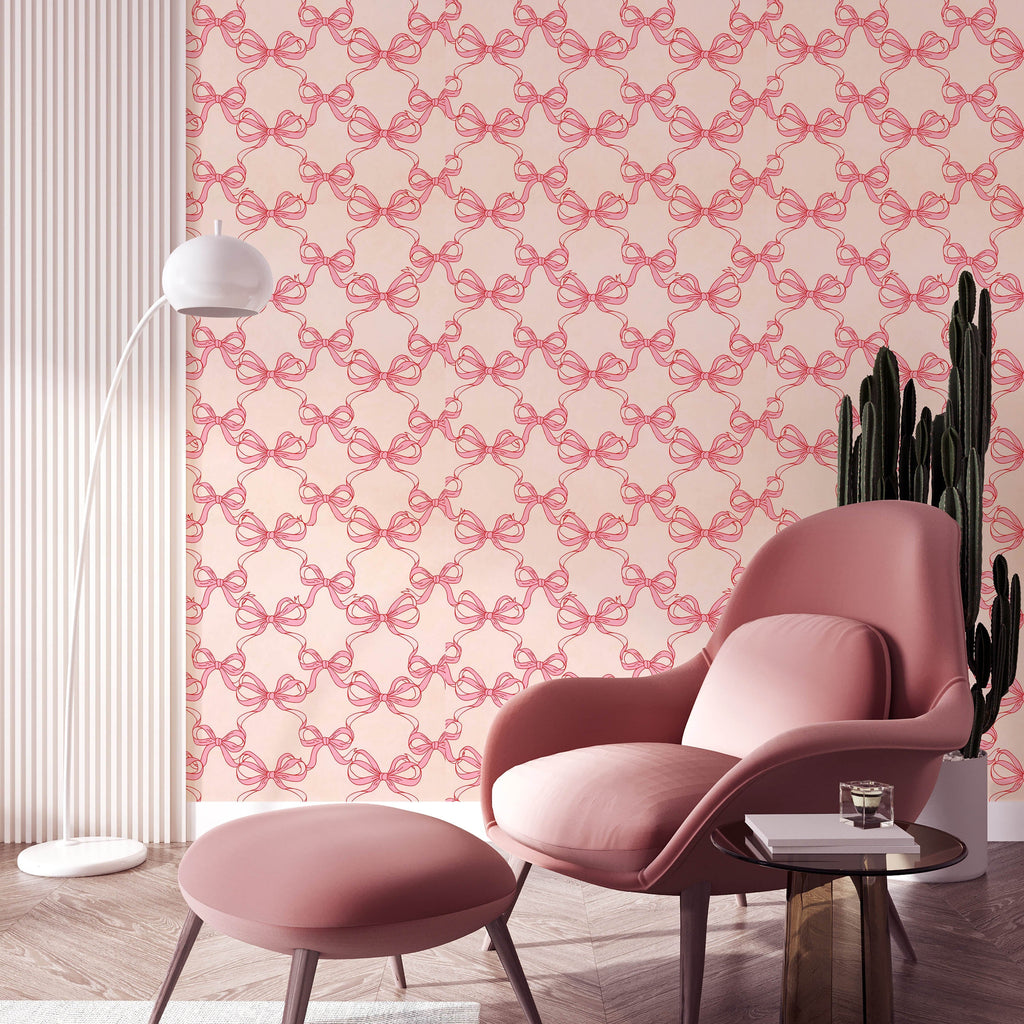 Heartfelt Peel and Stick Wallpaper, Removable Wallpaper, Traditional Wallpaper - Pink | DeccoPrint