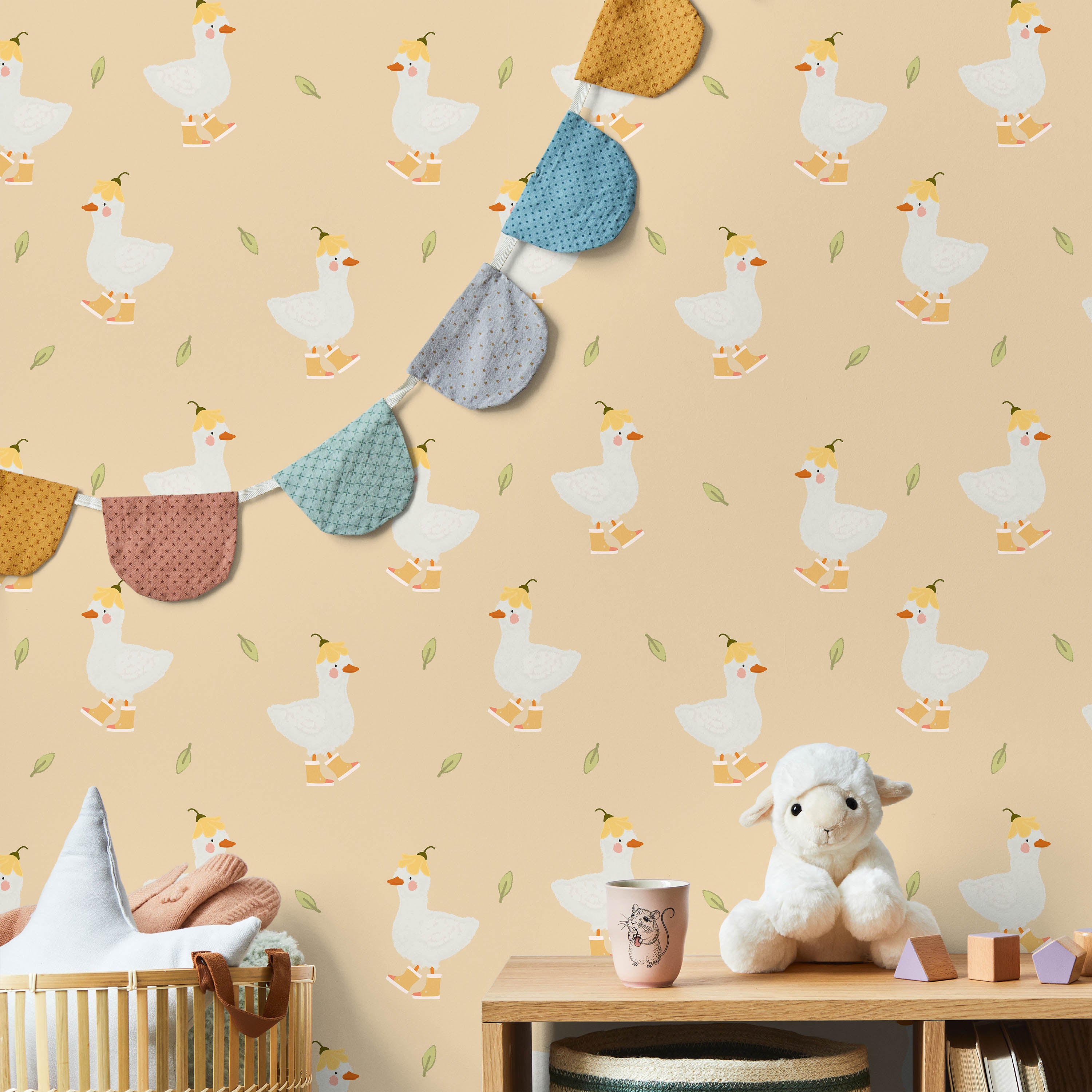 Silly Goose Peel and Stick Wallpaper, Removable Wallpaper, Traditional Wallpaper - Yellow | DeccoPrint