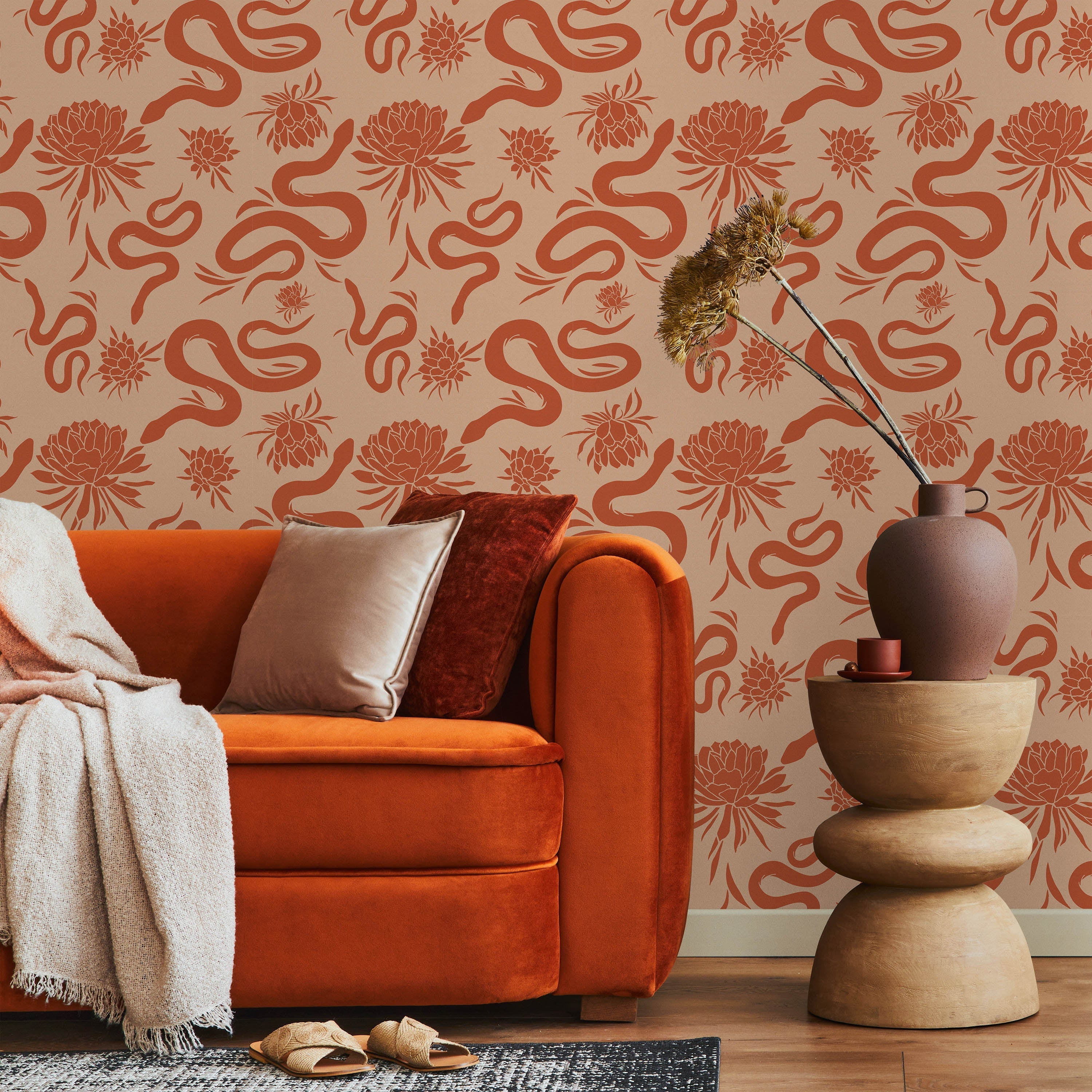 Snakes in Garden Peel and Stick Wallpaper, Removable Wallpaper, Traditional Wallpaper | DeccoPrint