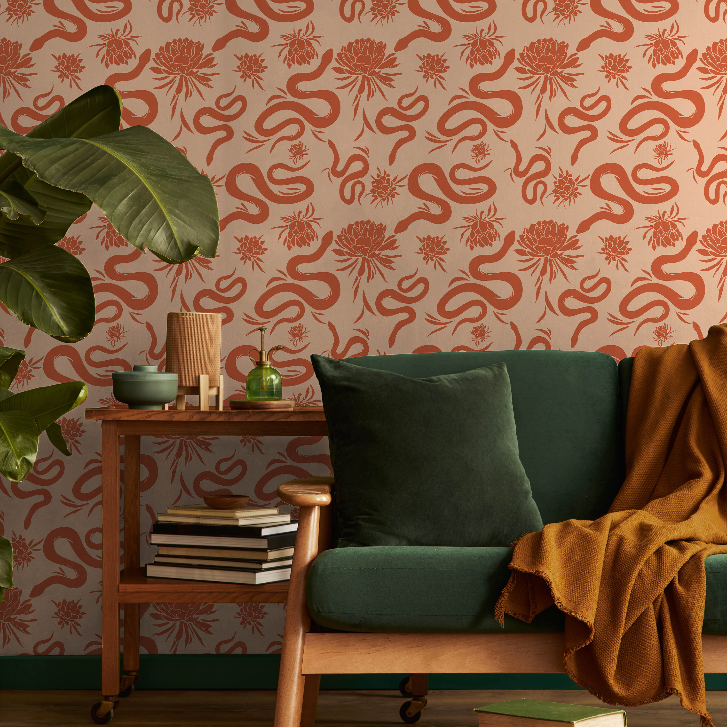 Snakes in Garden Peel and Stick Wallpaper, Removable Wallpaper, Traditional Wallpaper | DeccoPrint