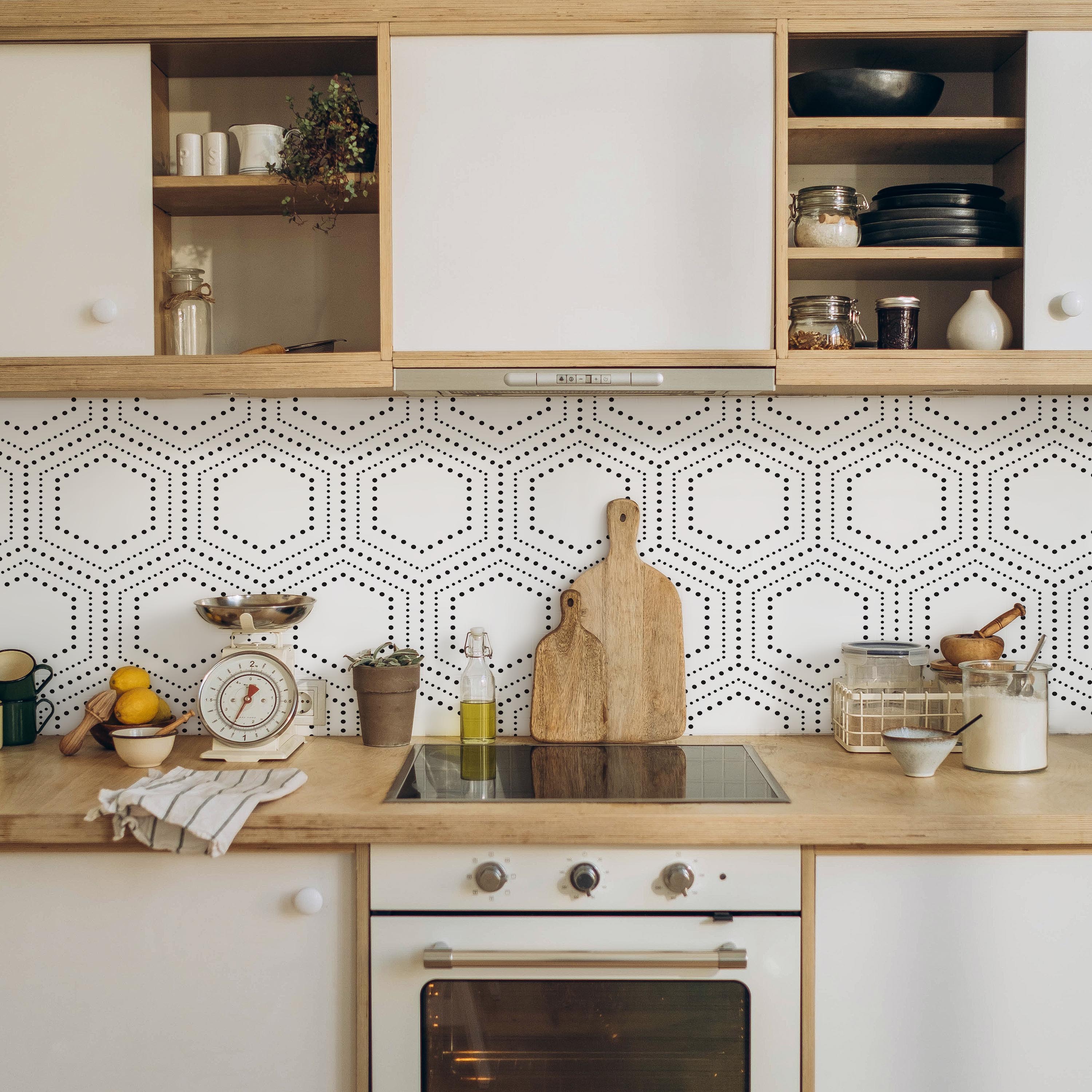 Hexagon Dots Peel and Stick Wallpaper, Removable Wallpaper, Traditional Wallpaper | DeccoPrint