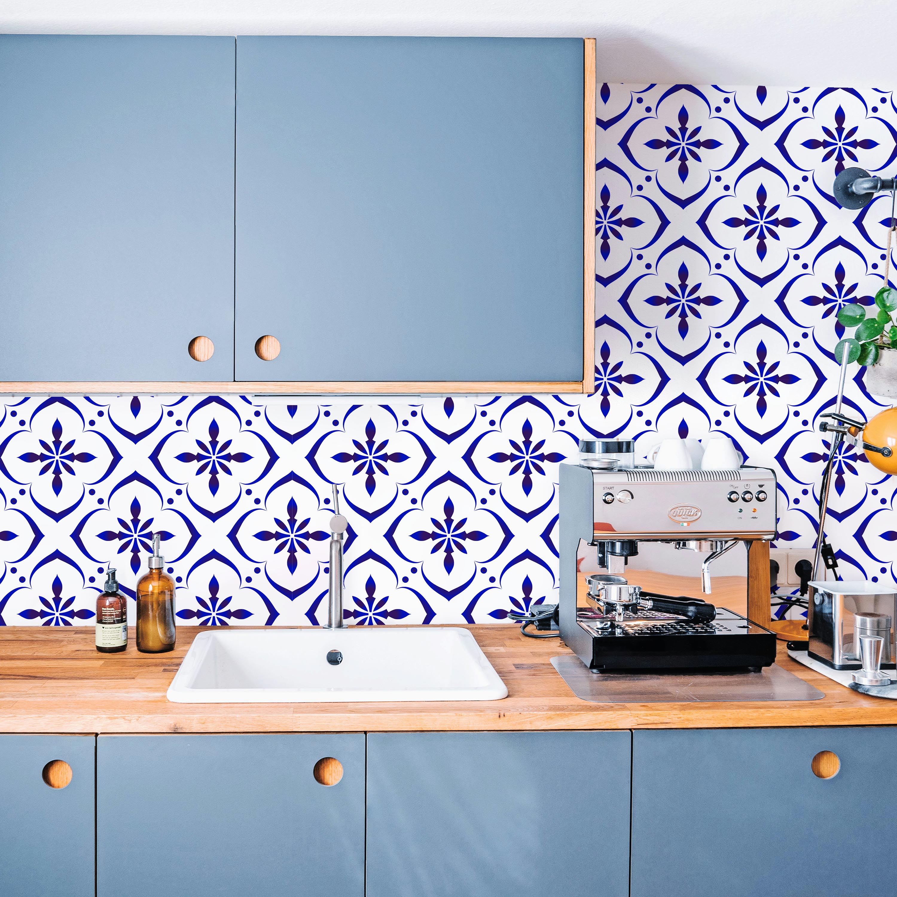 Blue Poppy Peel and Stick Wallpaper, Removable Wallpaper, Traditional Wallpaper | DeccoPrint