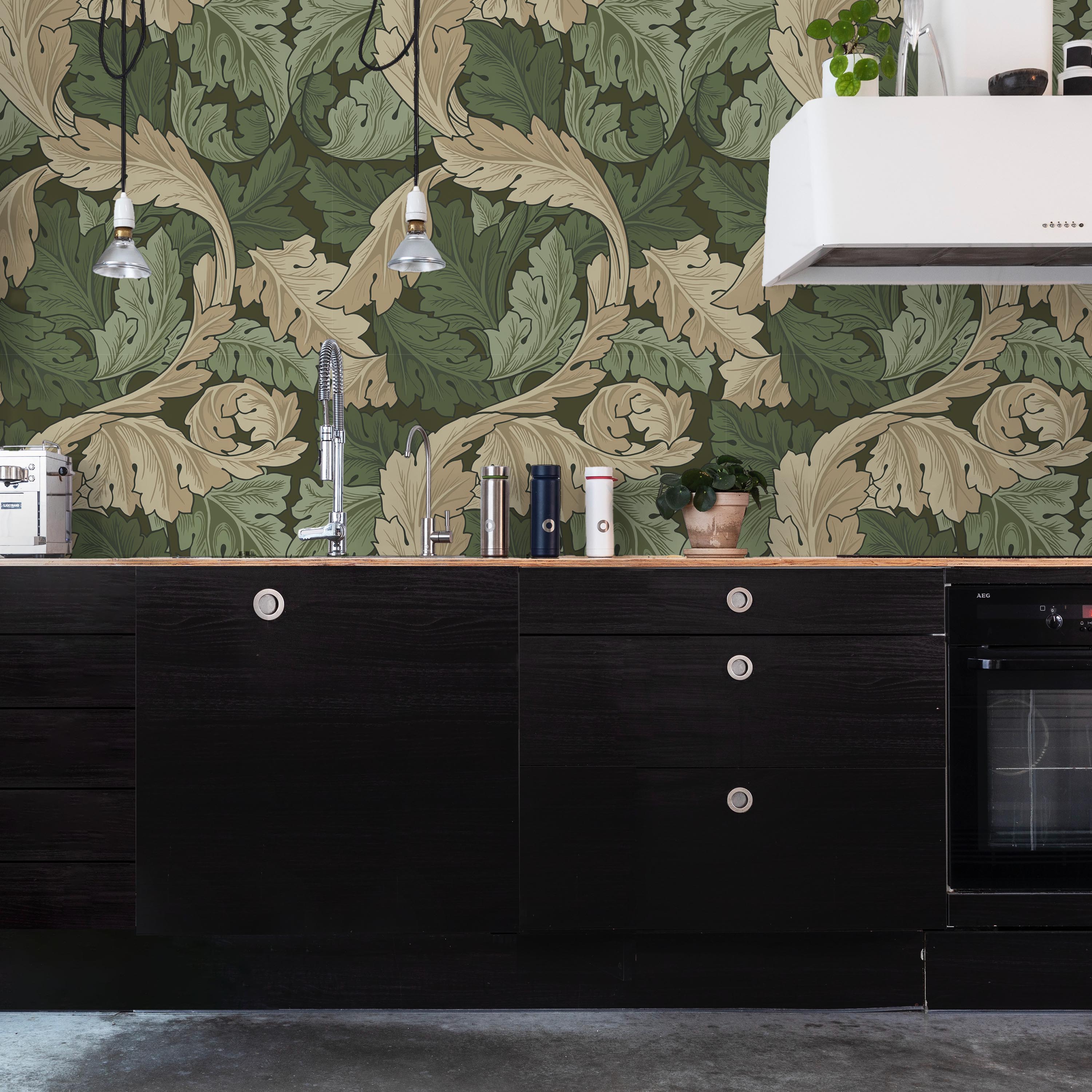 William Morris X Acanthus Peel and Stick Wallpaper, Removable Wallpaper, Traditional Wallpaper - Green | DeccoPrint