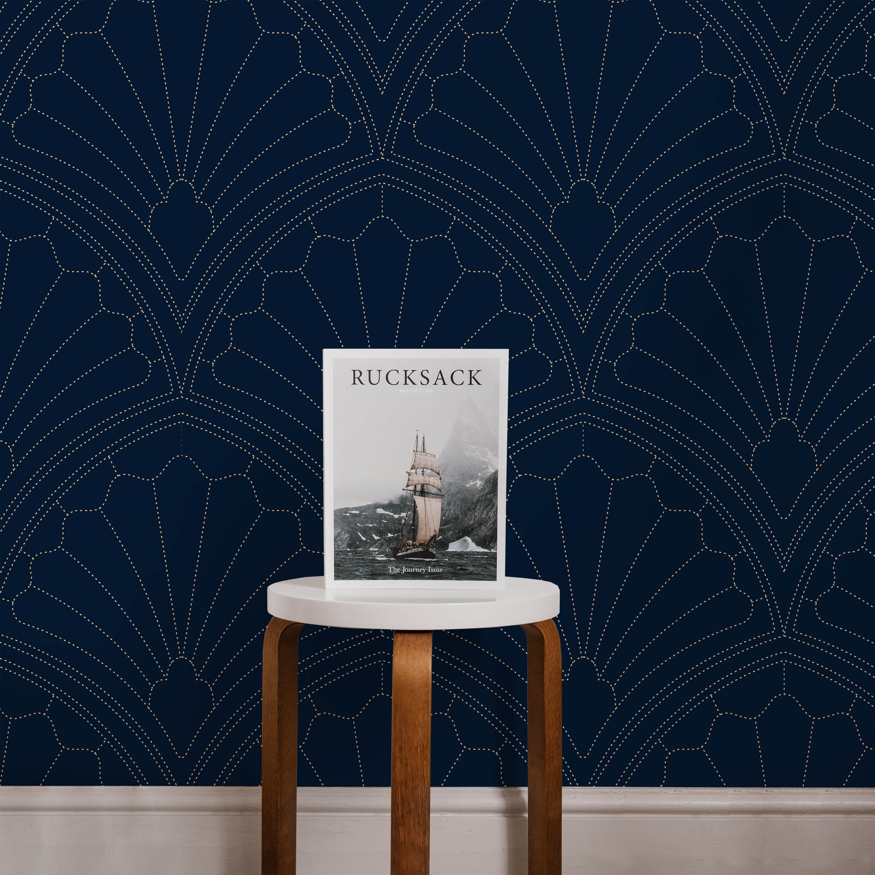 Monochrome Harmony Peel and Stick Wallpaper, Removable Wallpaper, Traditional Wallpaper - Navy | DeccoPrint
