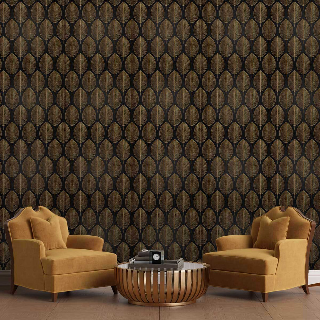 Eco-friendly interior for Art Deco style self-adhesive wall art – Leaf Tiara | DeccoPrint