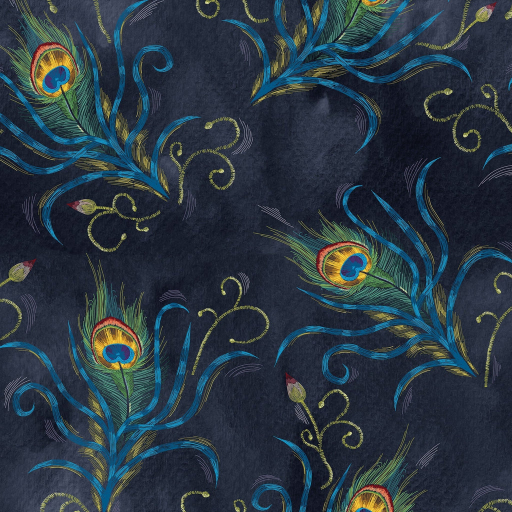 Peacock Feather Peel and Stick Wallpaper, Removable Wallpaper, Traditional Wallpaper | DeccoPrint