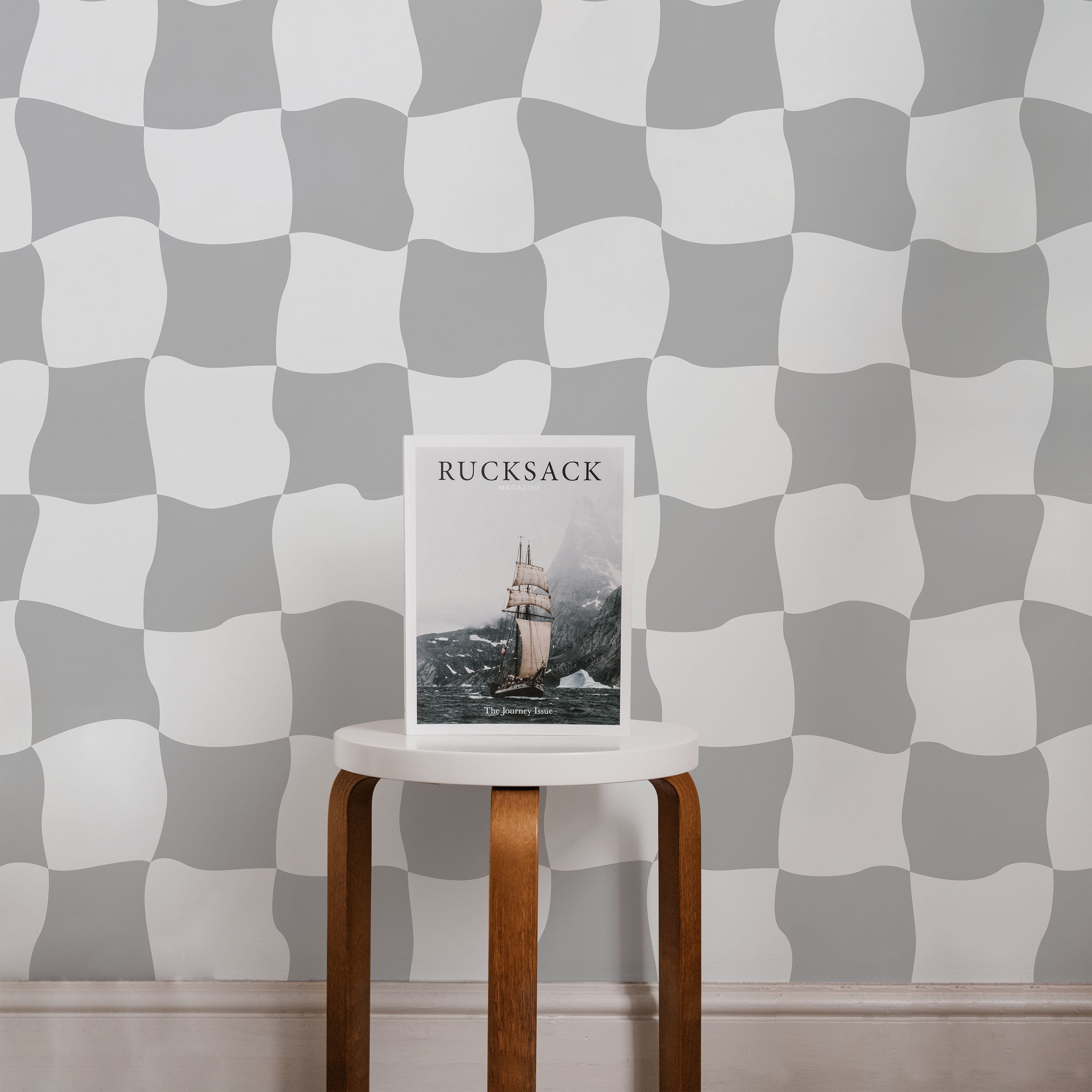 Wavy Squares Peel and Stick Wallpaper, Removable Wallpaper, Traditional Wallpaper - Gray | DeccoPrint