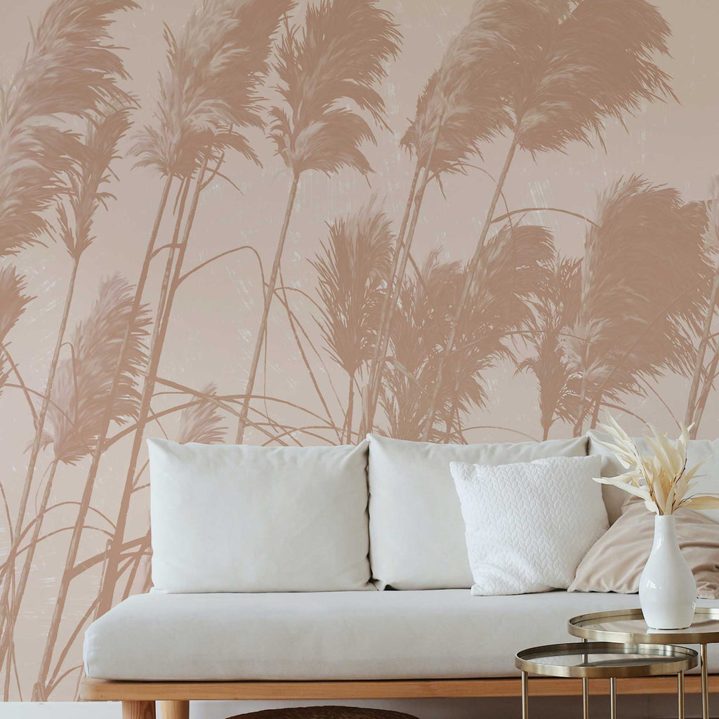 Eco-friendly interior for pampas style self-adhesive wallpaper – Pampas Melody | DeccoPrint
